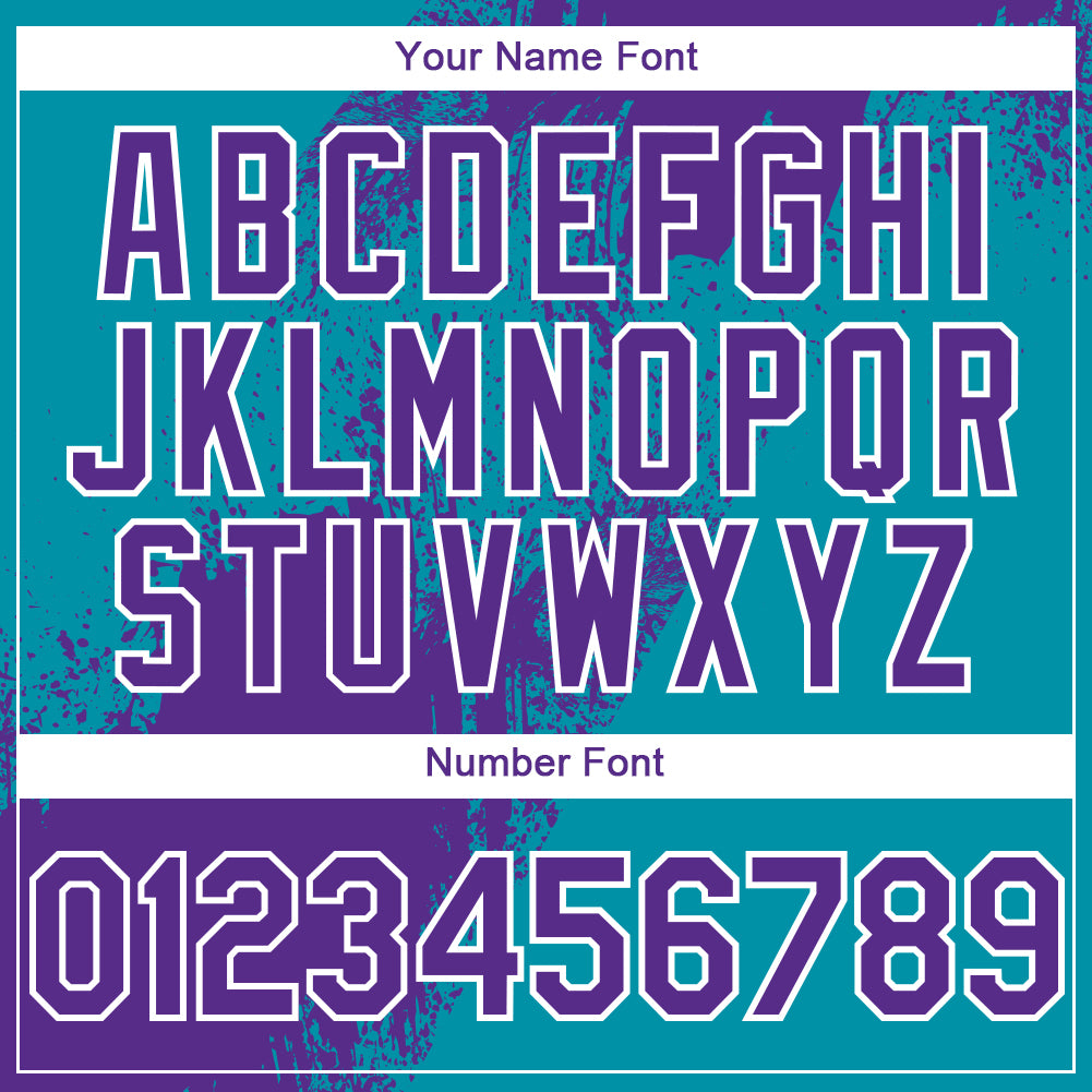 Custom Aqua Purple-White 3D Pattern Design Abstract Brush Stroke Authentic Baseball Jersey baseball jersey product view 5
