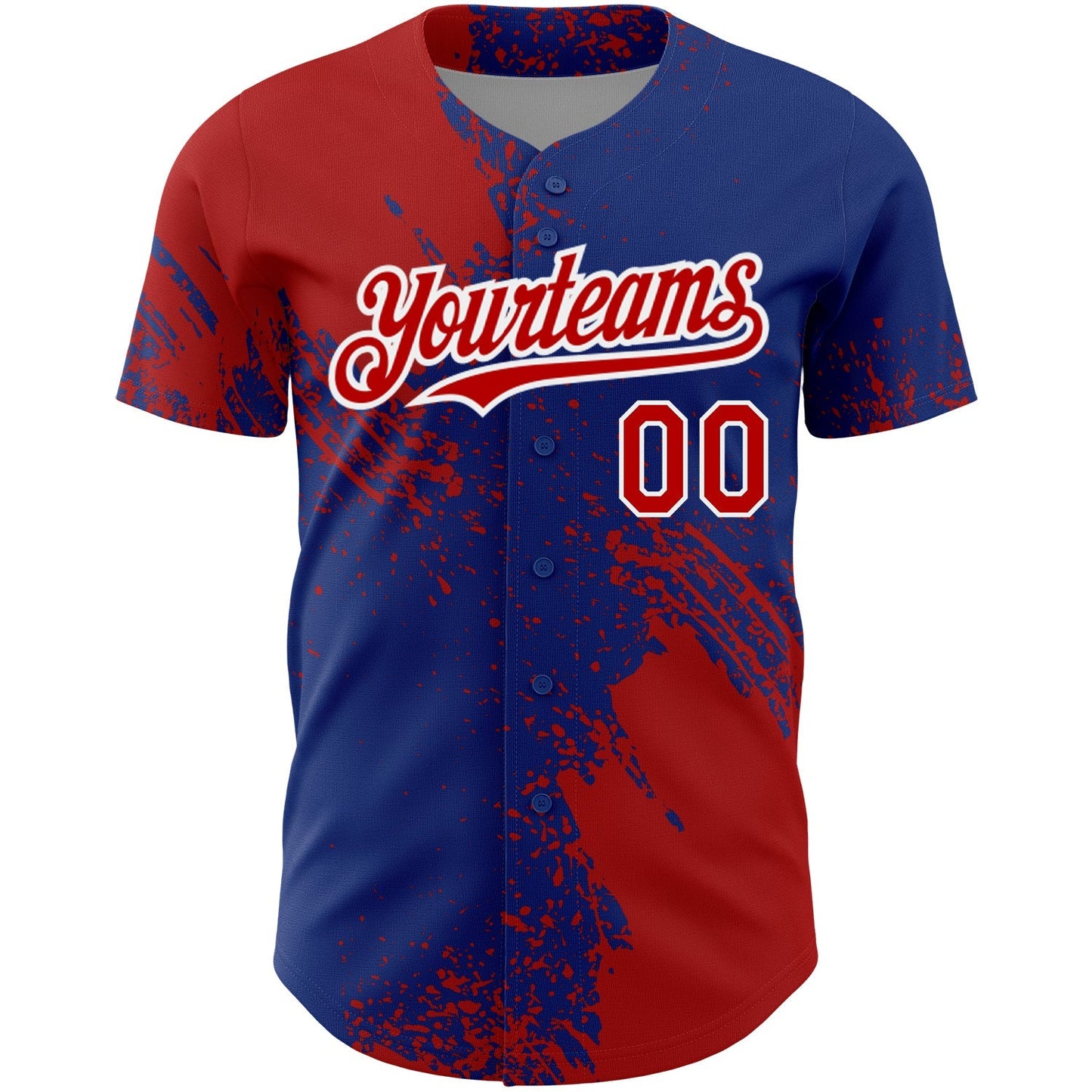 Custom Royal Red-White 3D Pattern Design Abstract Brush Stroke Authentic Baseball Jersey baseball jersey product view 2