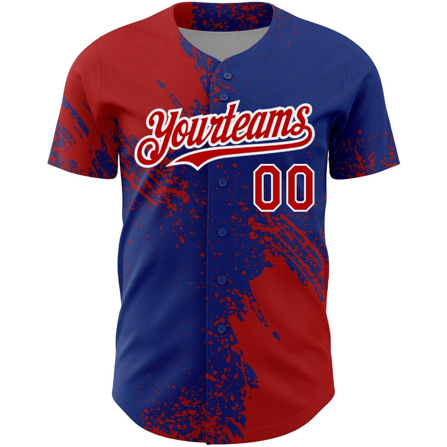 Custom Royal Red-White 3D Pattern Design Abstract Brush Stroke Authentic Baseball Jersey baseball jersey product view 2