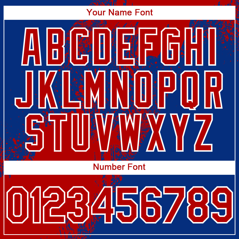 Custom Royal Red-White 3D Pattern Design Abstract Brush Stroke Authentic Baseball Jersey baseball jersey product view 5