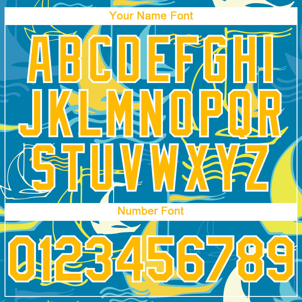 Custom Panther Blue Gold-White 3D Pattern Design Sailing Boats Authentic Baseball Jersey baseball jersey product view 5