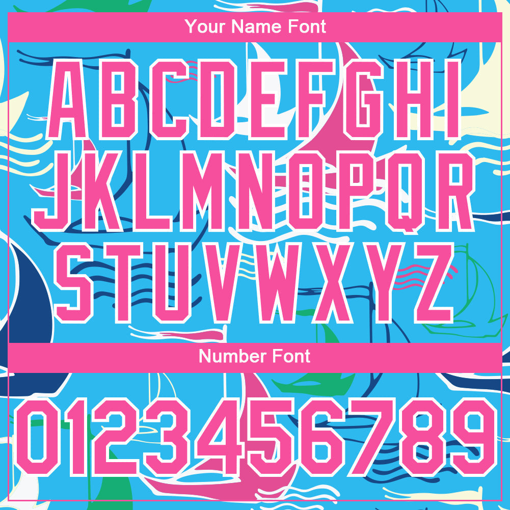 Custom Sky Blue Pink-White 3D Pattern Design Sailing Boats Authentic Baseball Jersey baseball jersey product view 5