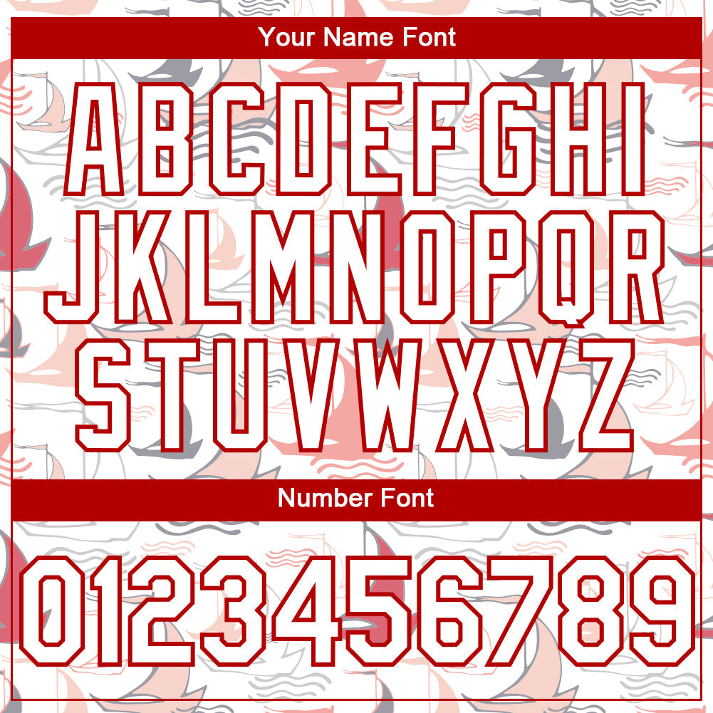 Custom White Red 3D Pattern Design Sailing Boats Authentic Baseball Jersey baseball jersey product view 5