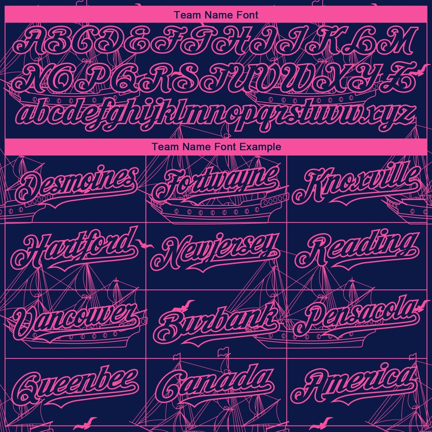 Custom Navy Pink 3D Pattern Design Ship Frigate With Seagulls Authentic Baseball Jersey baseball jersey product view 4