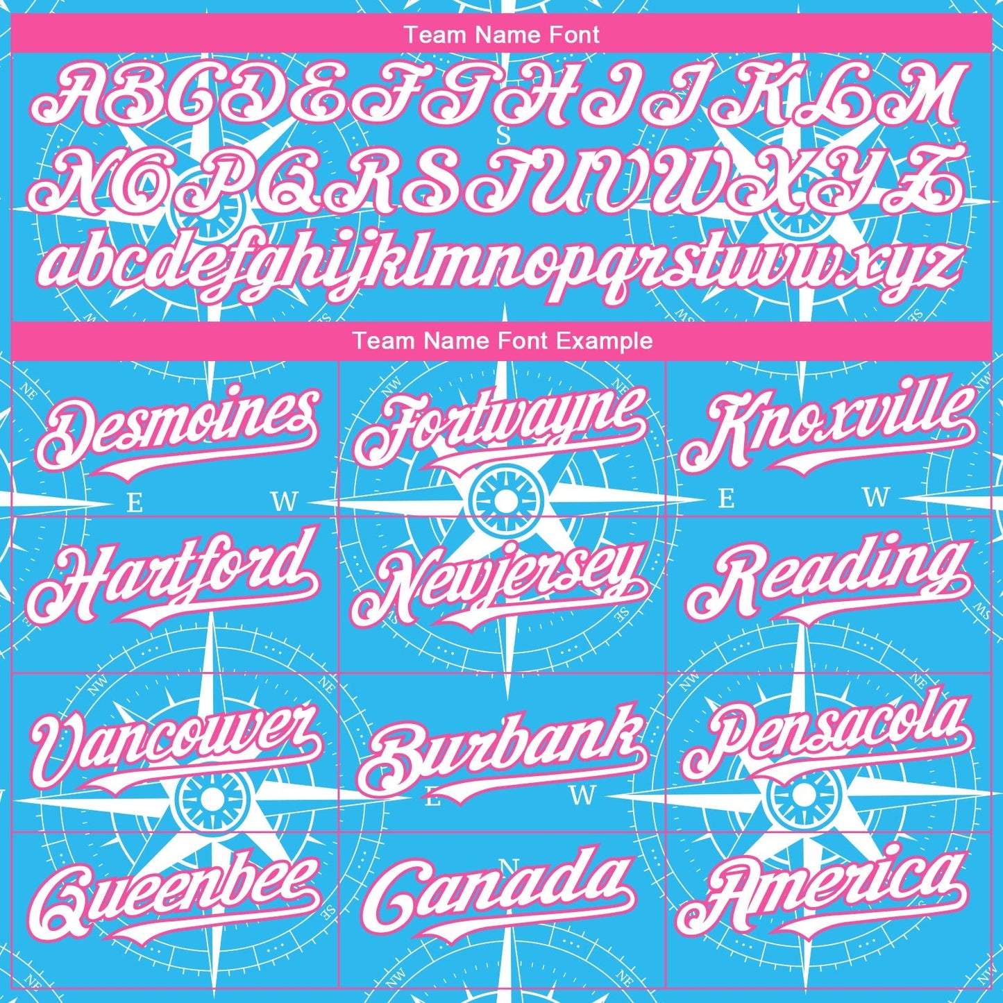Custom Sky Blue White-Pink 3D Pattern Design Navigation Compass Authentic Baseball Jersey baseball jersey product view 4