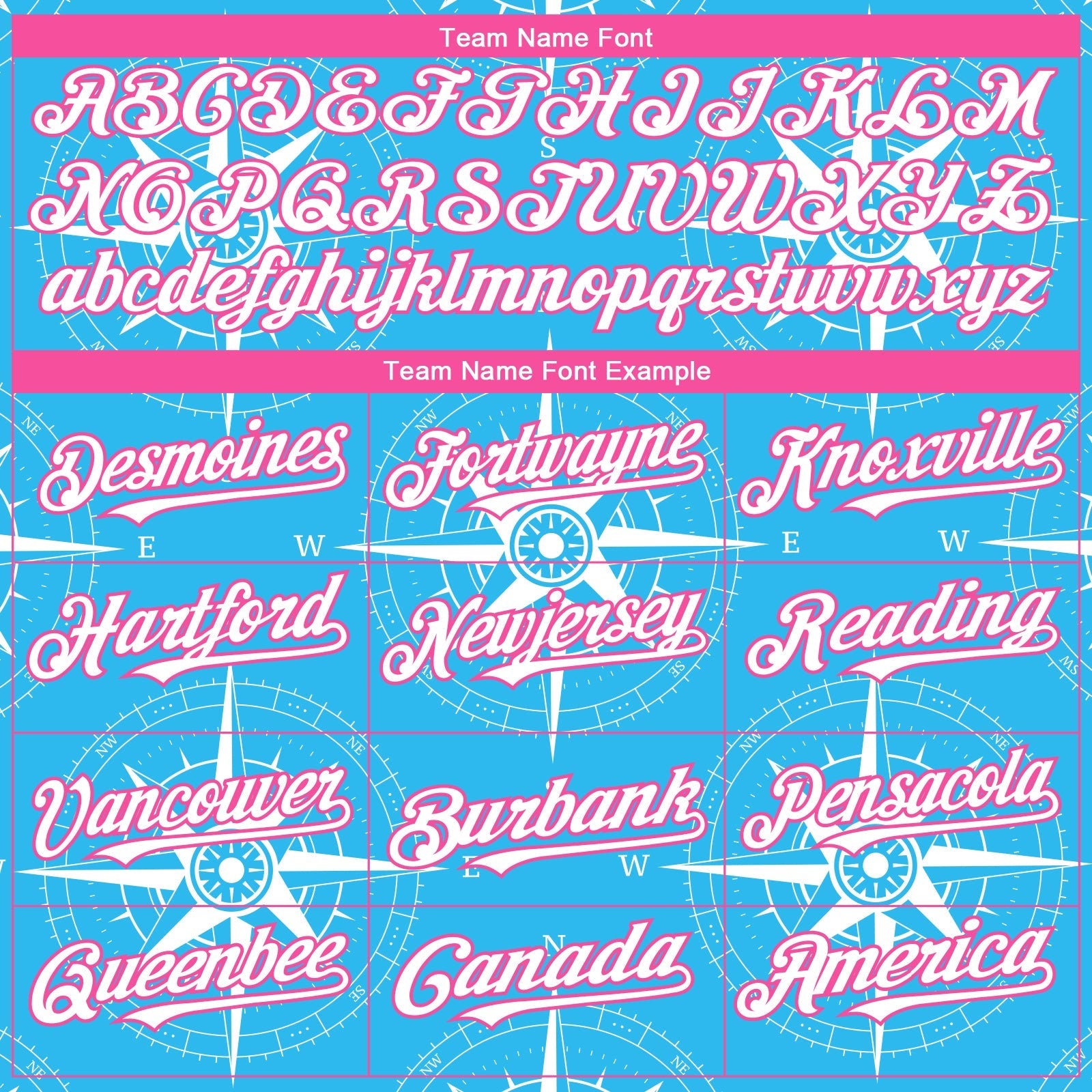 Custom Sky Blue White-Pink 3D Pattern Design Navigation Compass Authentic Baseball Jersey baseball jersey product view 4