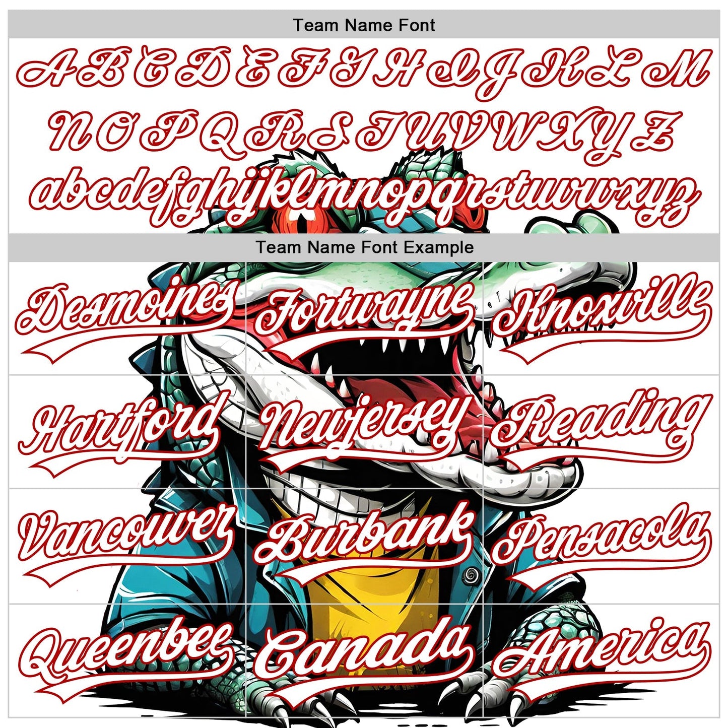 Custom White Red 3D Pattern Design Cartoon Crocodile Authentic Baseball Jersey baseball jersey product view 4