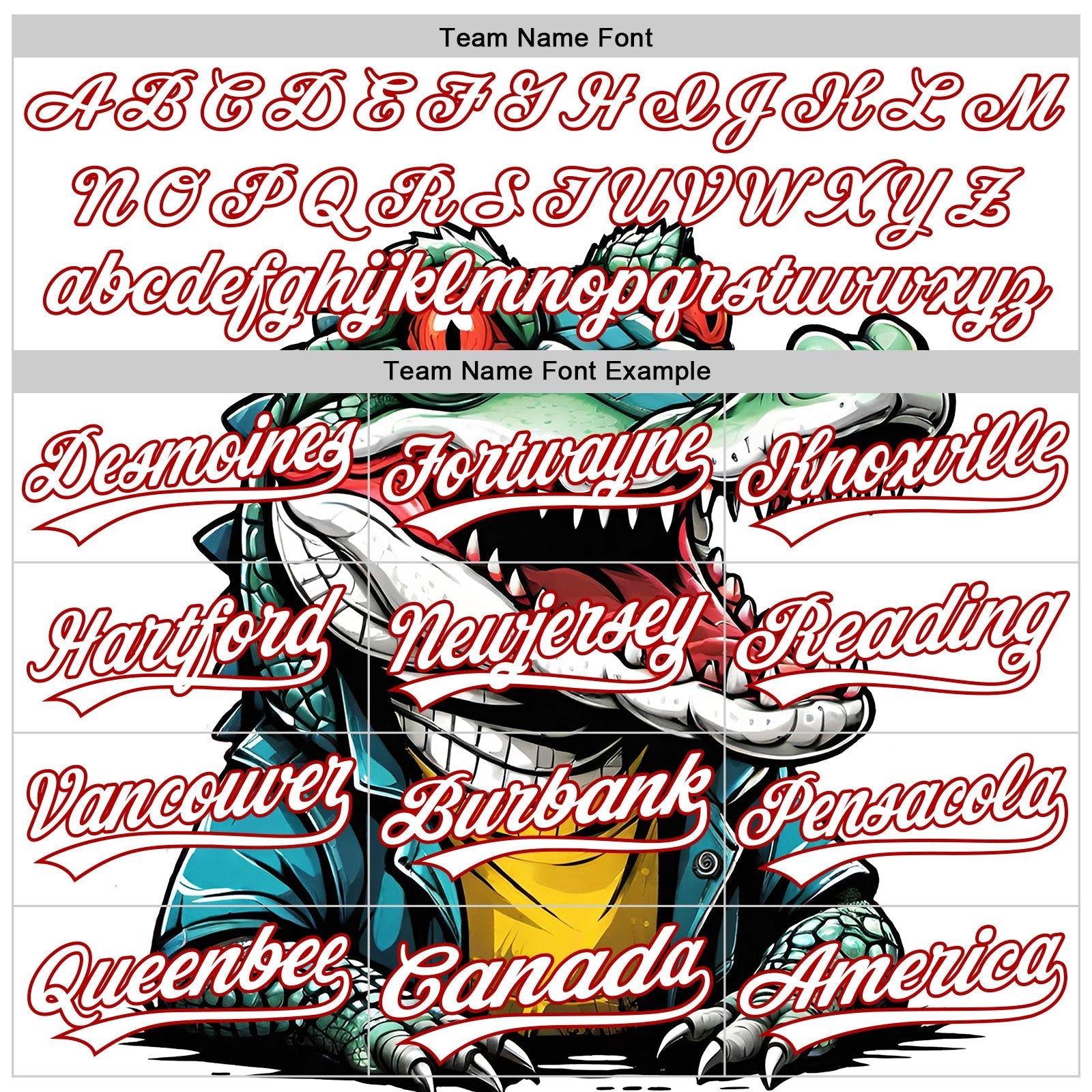 Custom White Red 3D Pattern Design Cartoon Crocodile Authentic Baseball Jersey baseball jersey product view 4