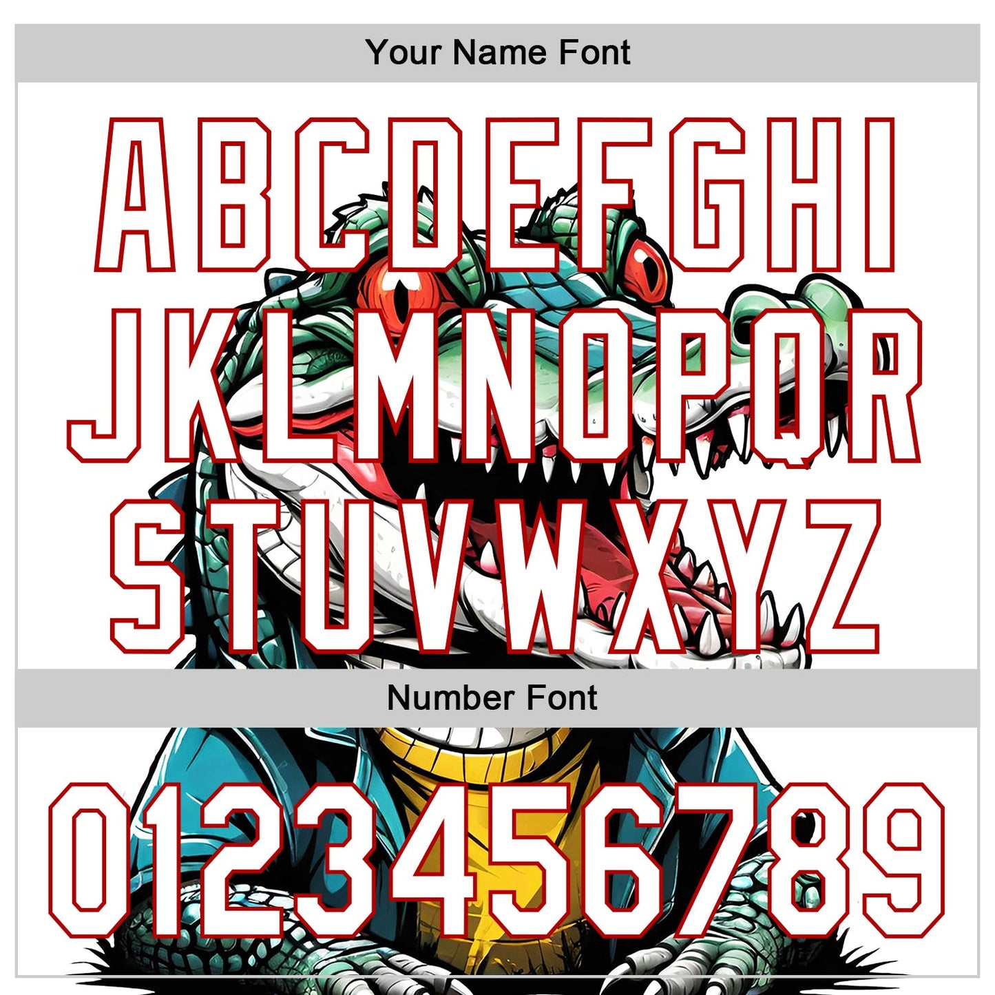 Custom White Red 3D Pattern Design Cartoon Crocodile Authentic Baseball Jersey baseball jersey product view 5