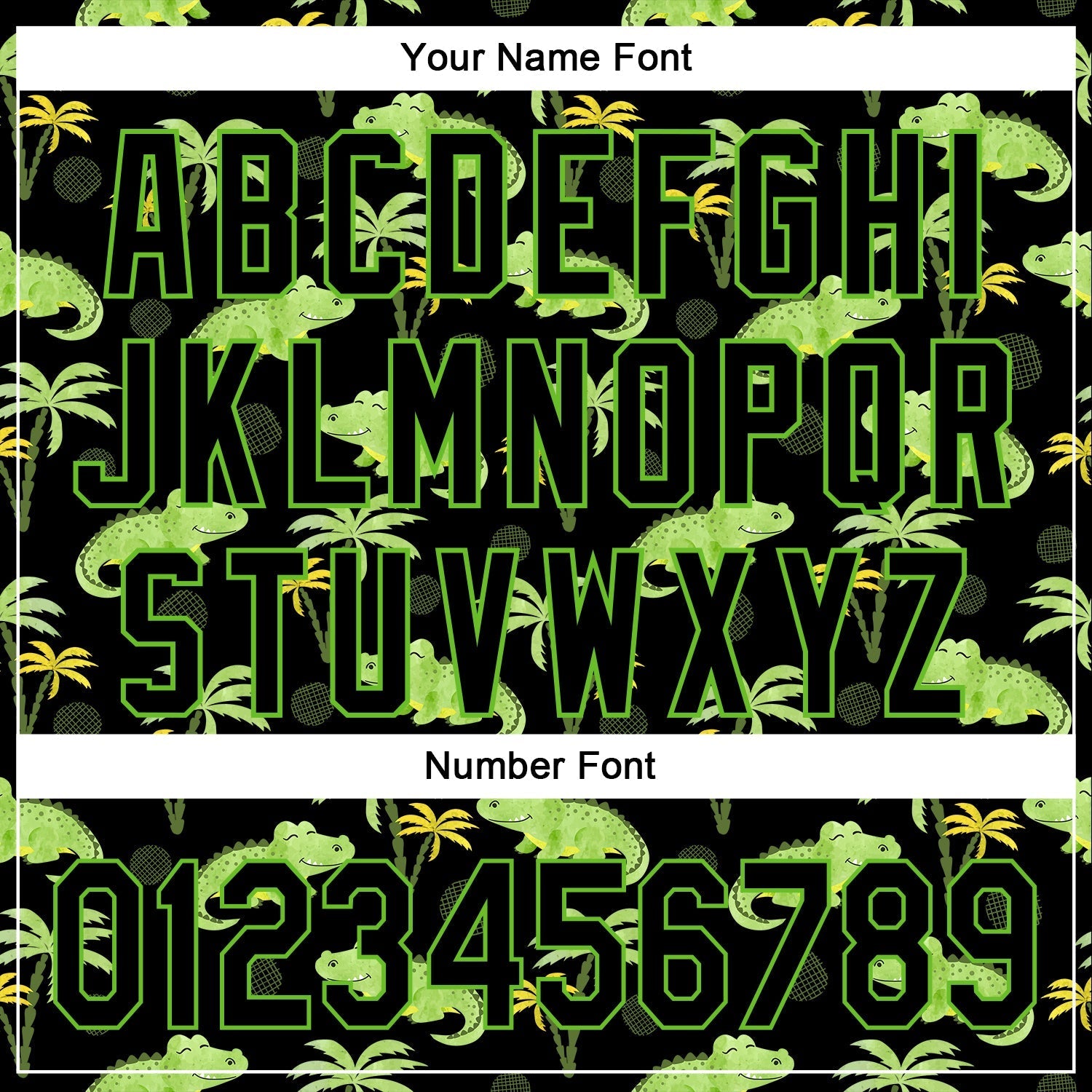 Custom Black Aurora Green 3D Pattern Design Crocodile And Tropical Hawaii Palm Trees Authentic Baseball Jersey baseball jersey product view 5