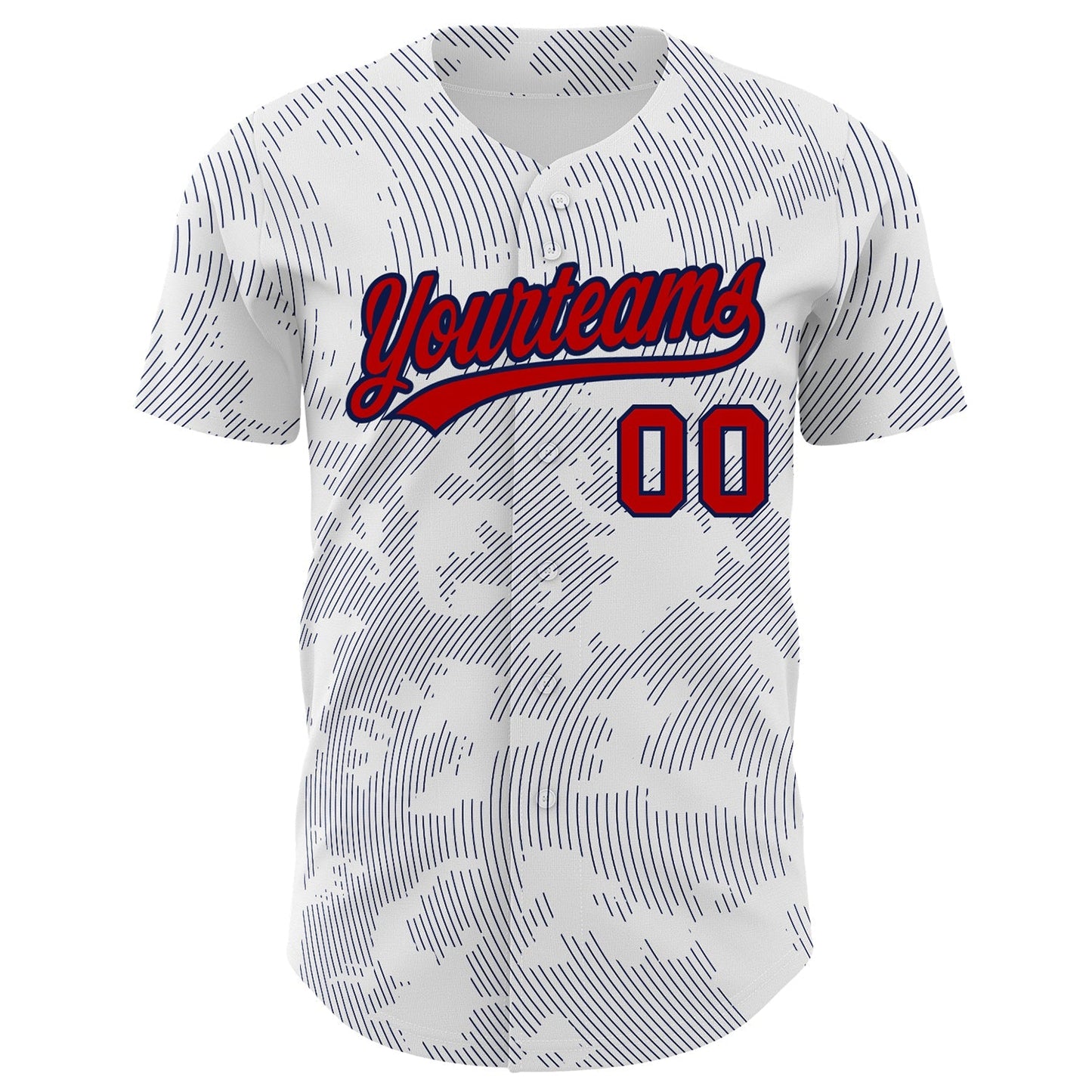 Custom White Red-Navy 3D Pattern Design Curve Lines Authentic Baseball Jersey baseball jersey product view 2