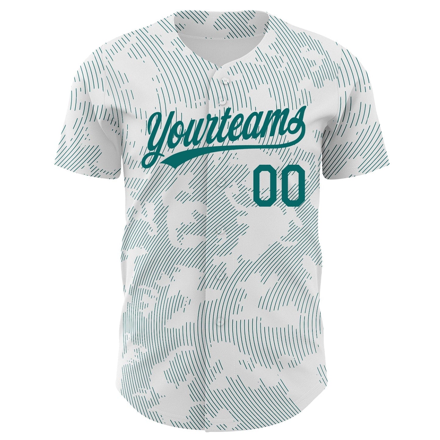 Custom White Teal 3D Pattern Design Curve Lines Authentic Baseball Jersey baseball jersey product view 2
