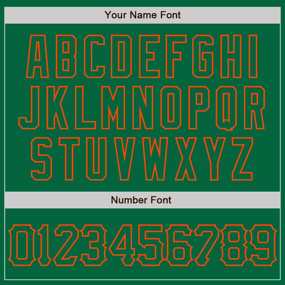 Custom Kelly Green Orange 3D Pattern Design Curve Lines Authentic Baseball Jersey baseball jersey product view 5