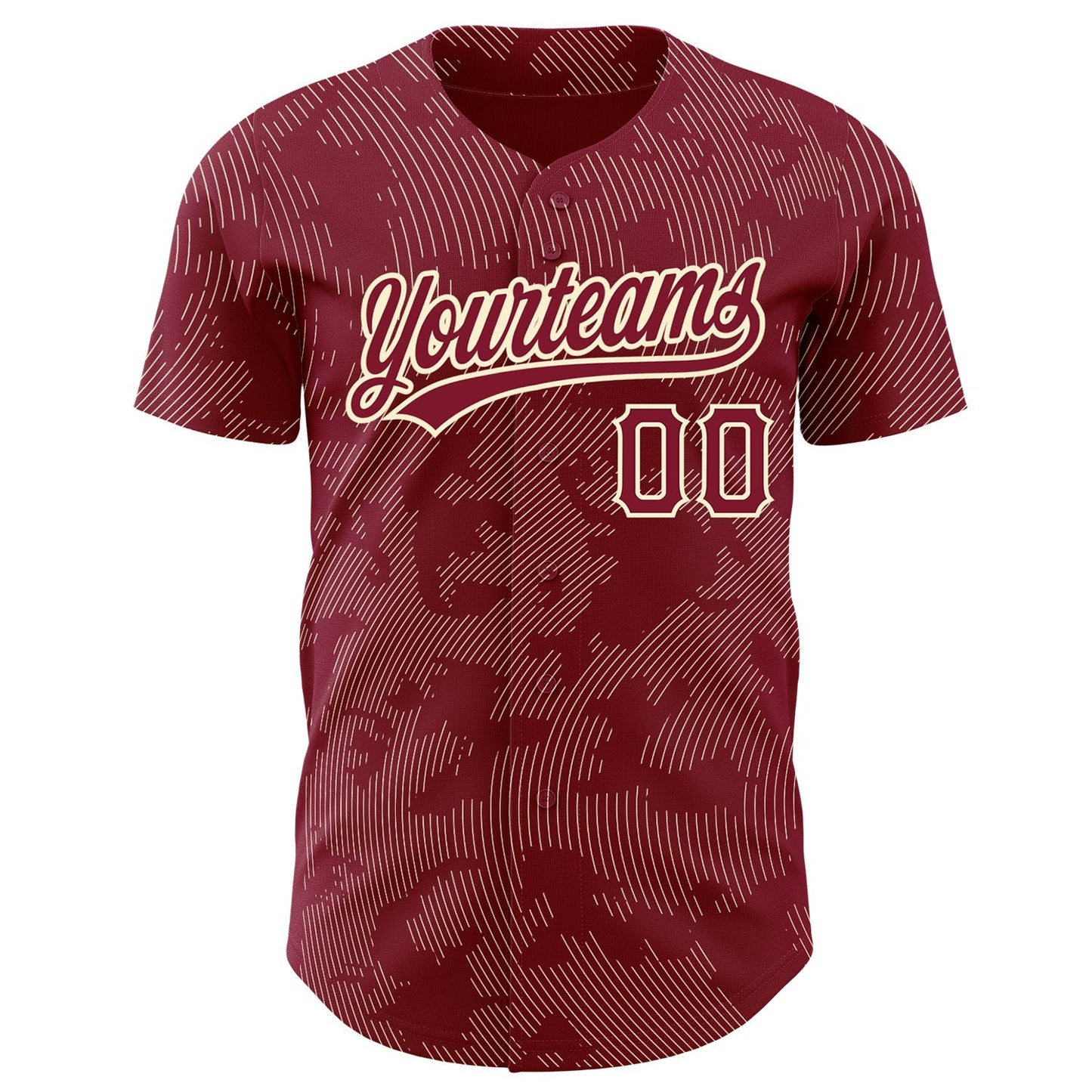 Custom Crimson Cream 3D Pattern Design Curve Lines Authentic Baseball Jersey baseball jersey product view 2