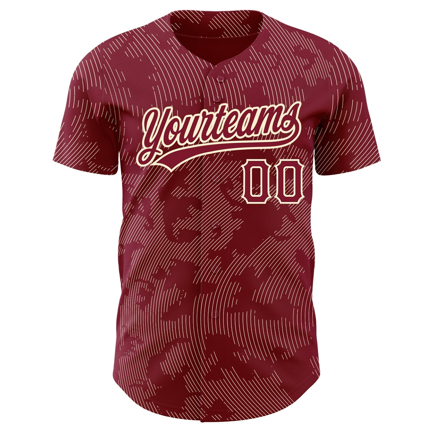 Custom Crimson Cream 3D Pattern Design Curve Lines Authentic Baseball Jersey baseball jersey product view 2