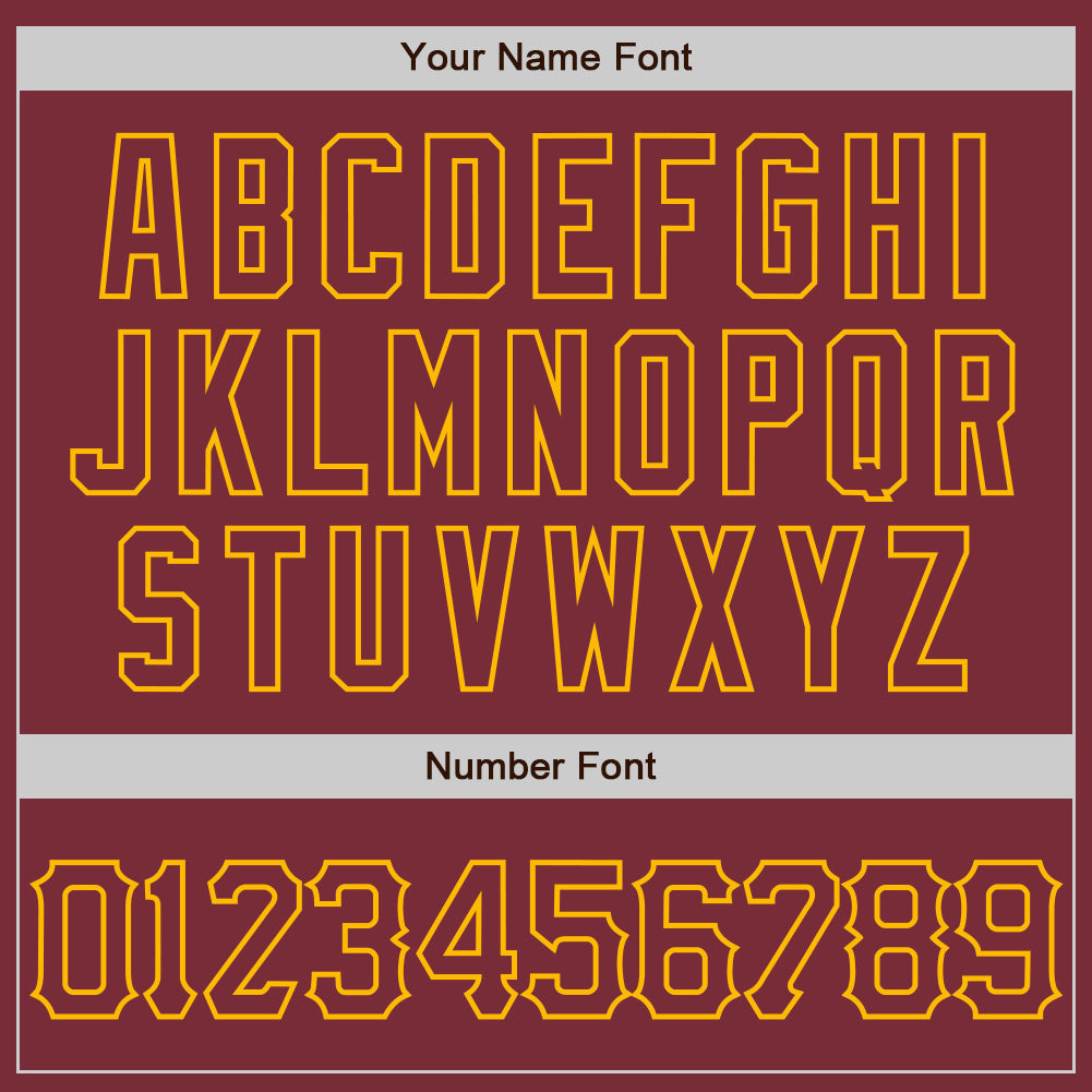 Custom Burgundy Gold 3D Pattern Design Curve Lines Authentic Baseball Jersey baseball jersey product view 5