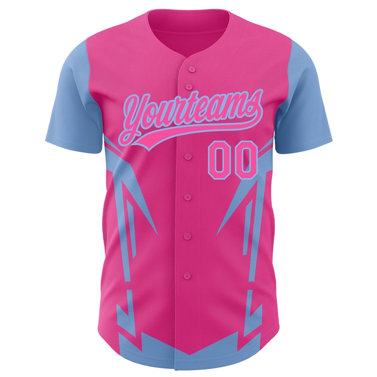 Custom Pink Light Blue 3D Pattern Design Side Sharp Edges Authentic Baseball Jersey baseball jersey product view 2