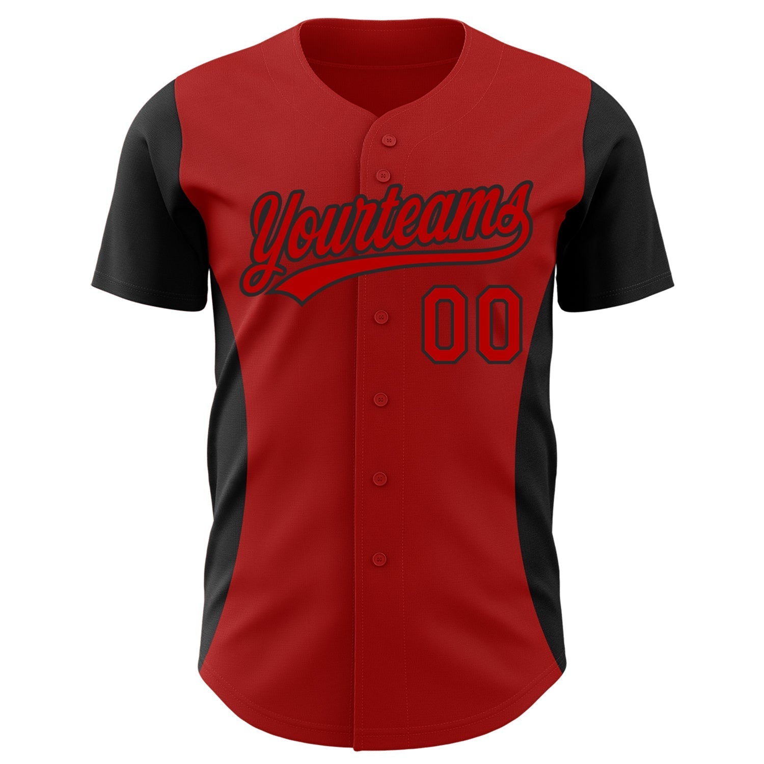 Custom Red Black 3D Pattern Design Side Panel Stripes Authentic Baseball Jersey baseball jersey product view 2
