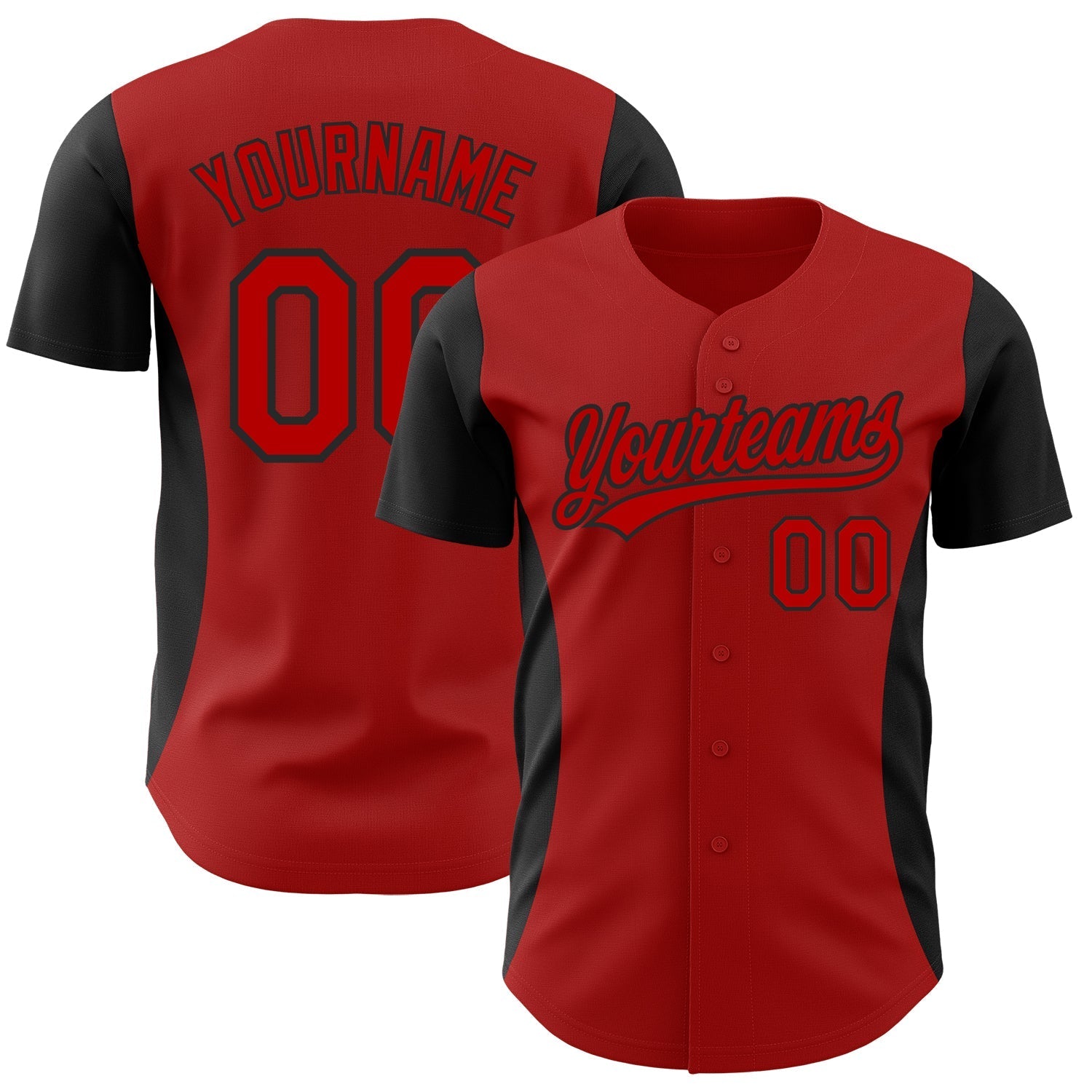 Custom Red Black 3D Pattern Design Side Panel Stripes Authentic Baseball Jersey baseball jersey product view 1