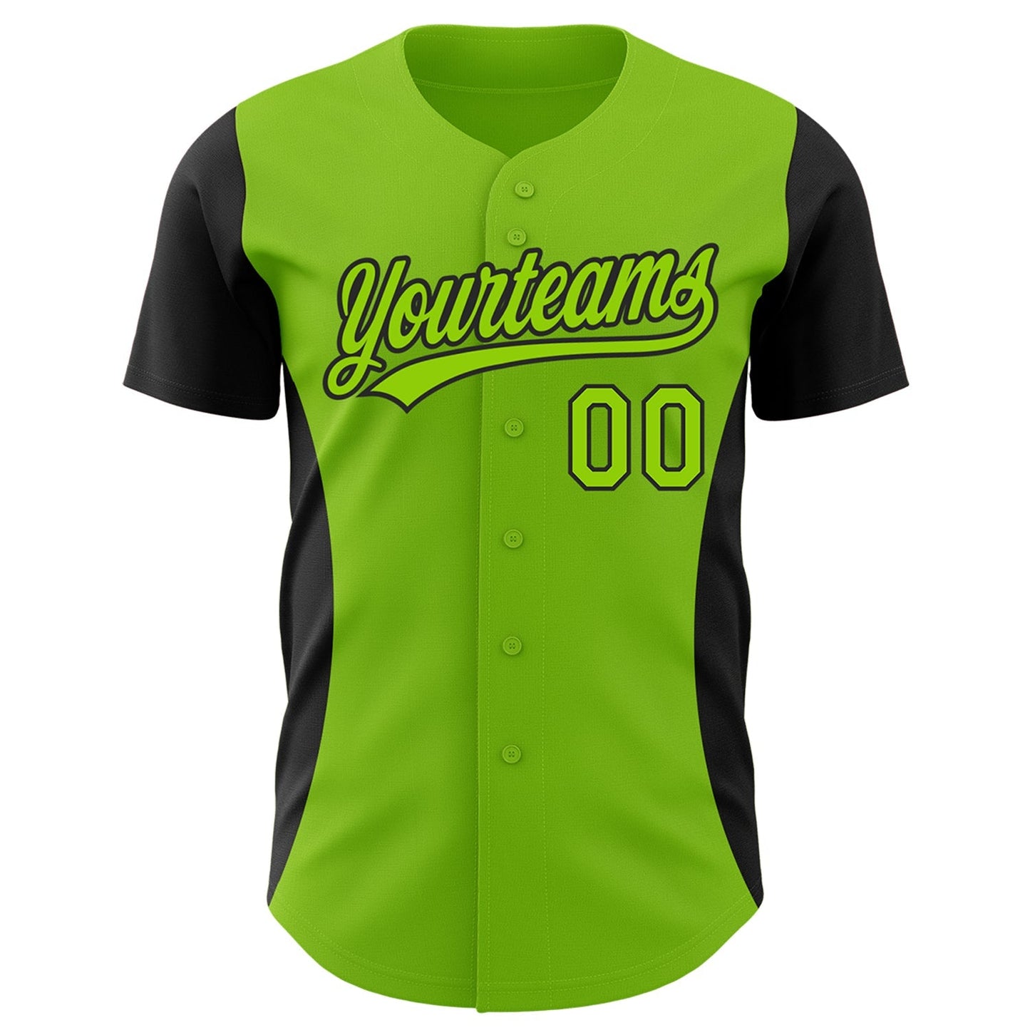Custom Neon Green Black 3D Pattern Design Side Panel Stripes Authentic Baseball Jersey baseball jersey product view 2