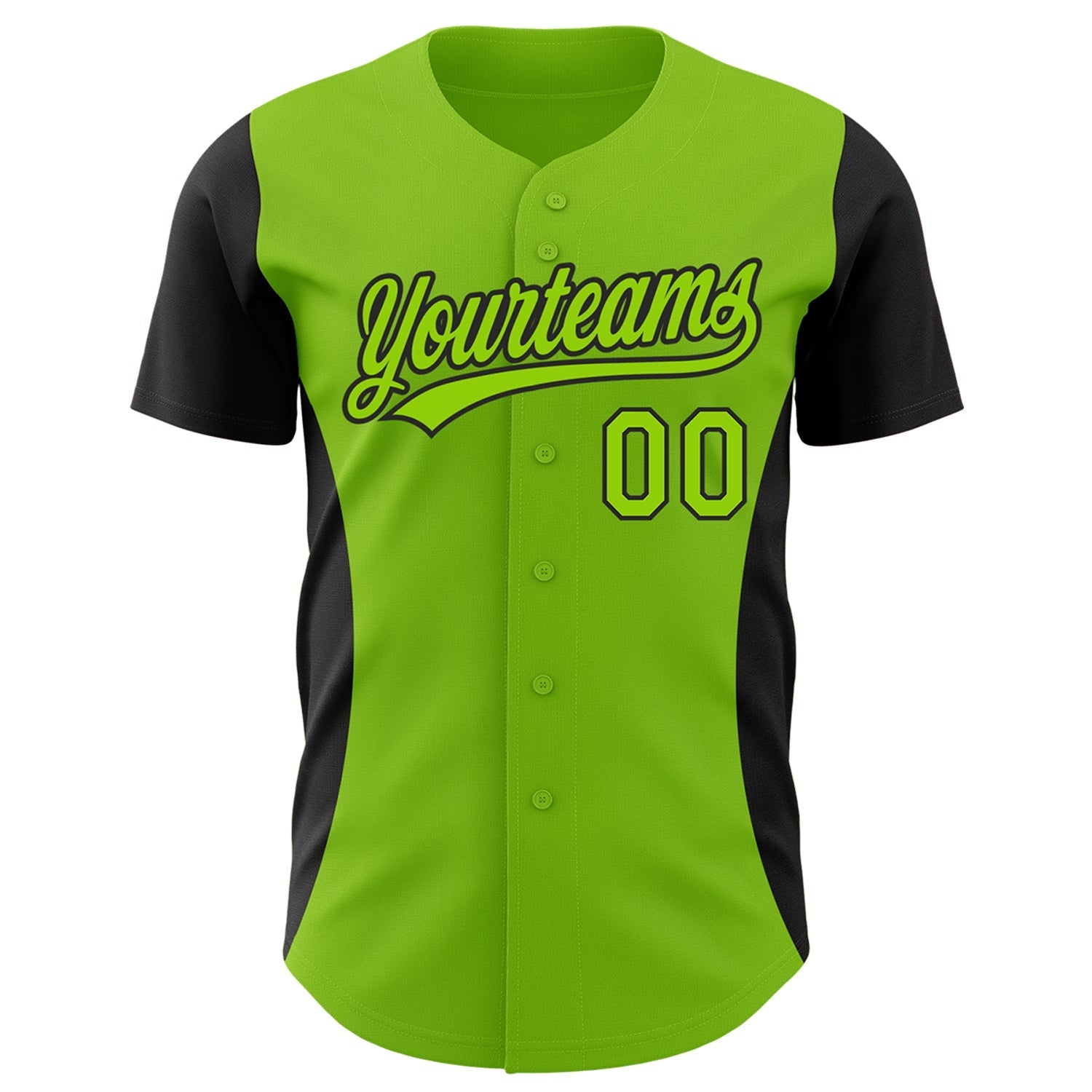 Custom Neon Green Black 3D Pattern Design Side Panel Stripes Authentic Baseball Jersey baseball jersey product view 2