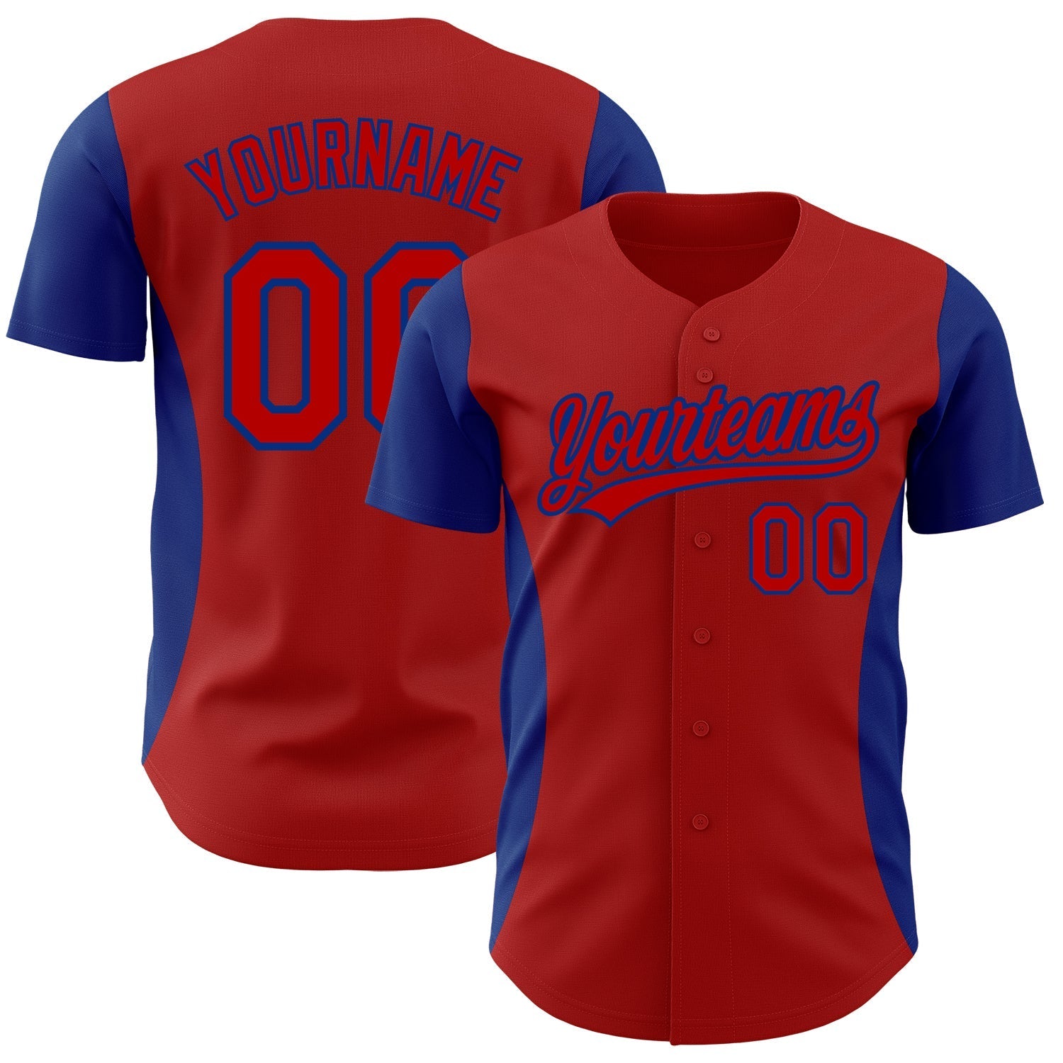 Custom Red Royal 3D Pattern Design Side Panel Stripes Authentic Baseball Jersey baseball jersey product view 1