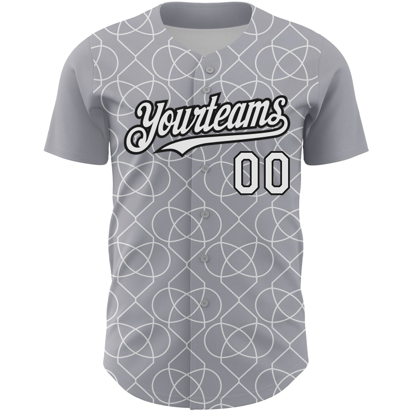 Custom Gray White-Black 3D Pattern Design Arabesque Shape Authentic Baseball Jersey baseball jersey product view 2