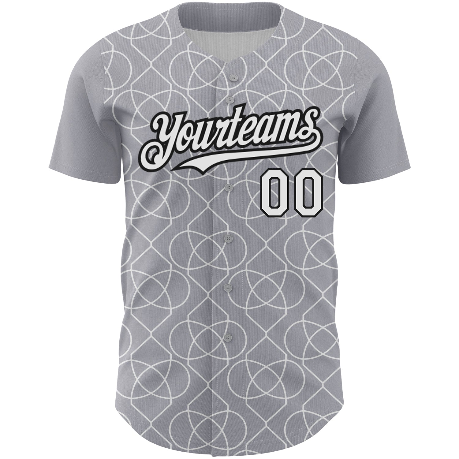 Custom Gray White-Black 3D Pattern Design Arabesque Shape Authentic Baseball Jersey baseball jersey product view 2