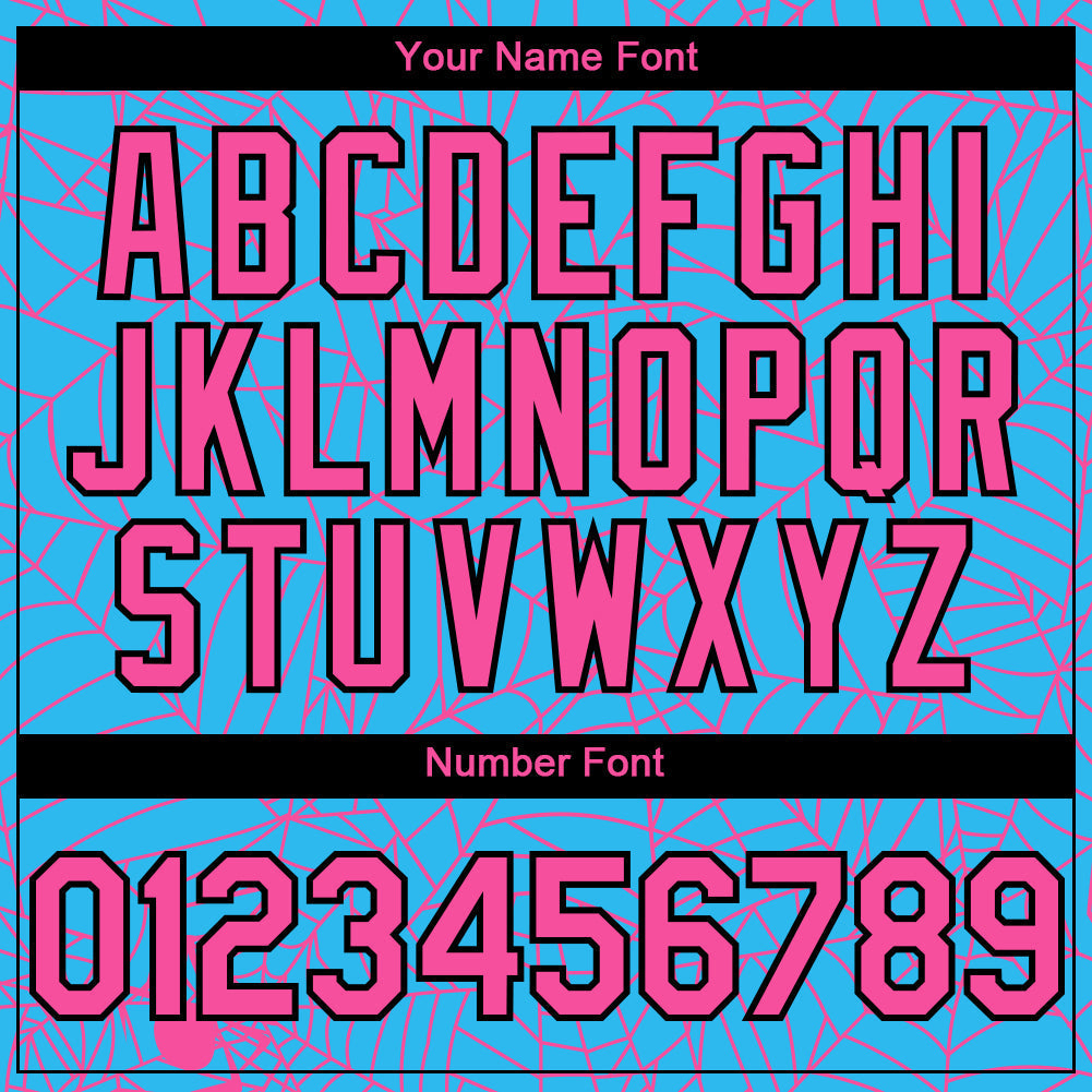 Custom Sky Blue Pink-Black 3D Pattern Design Spider Web Authentic Baseball Jersey baseball jersey product view 5