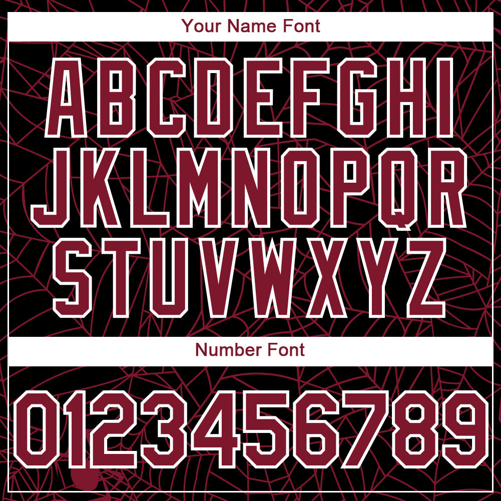 Custom Black Crimson-White 3D Pattern Design Spider Web Authentic Baseball Jersey baseball jersey product view 5