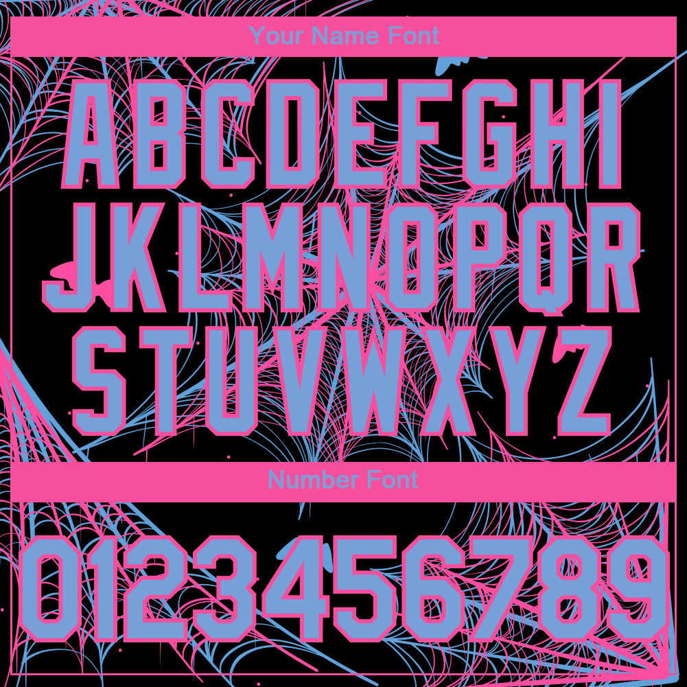 Custom Black Light Blue-Pink 3D Pattern Design Spider Web Authentic Baseball Jersey baseball jersey product view 5