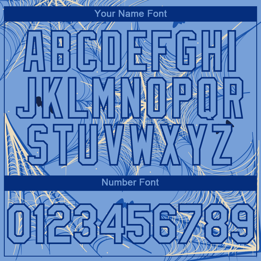 Custom Light Blue Cream-Royal 3D Pattern Design Spider Web Authentic Baseball Jersey baseball jersey product view 5