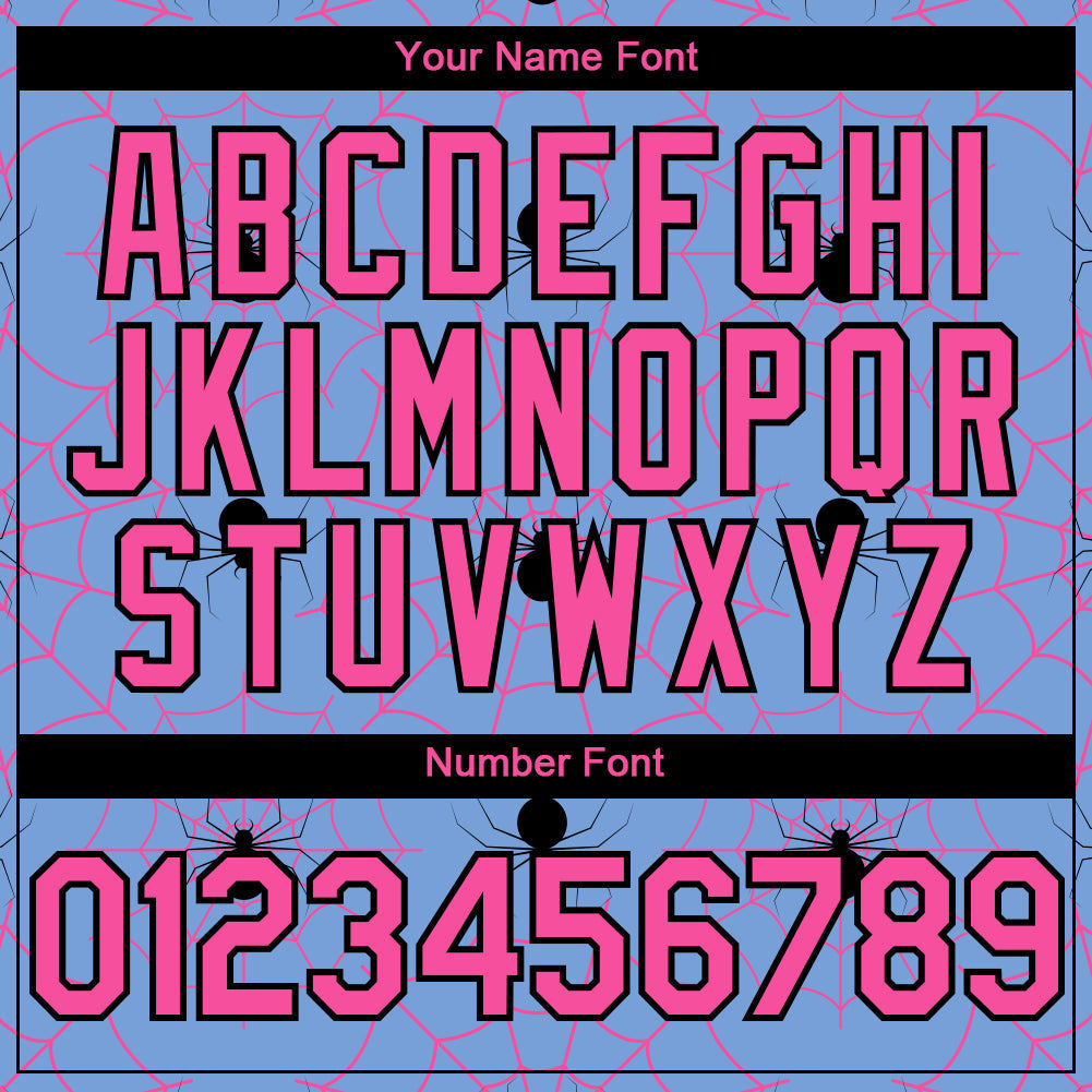Custom Light Blue Pink-Black 3D Pattern Design Spider Web Authentic Baseball Jersey baseball jersey product view 5