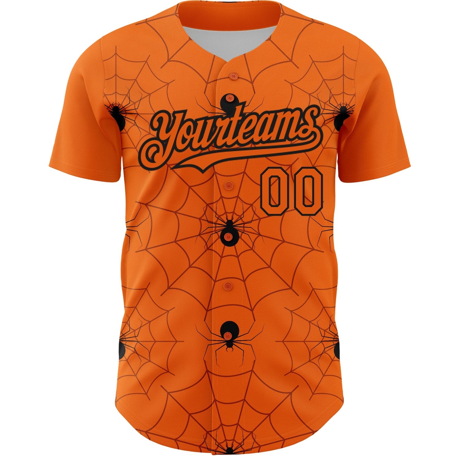 Custom Bay Orange Black 3D Pattern Design Spider Web Authentic Baseball Jersey baseball jersey product view 2