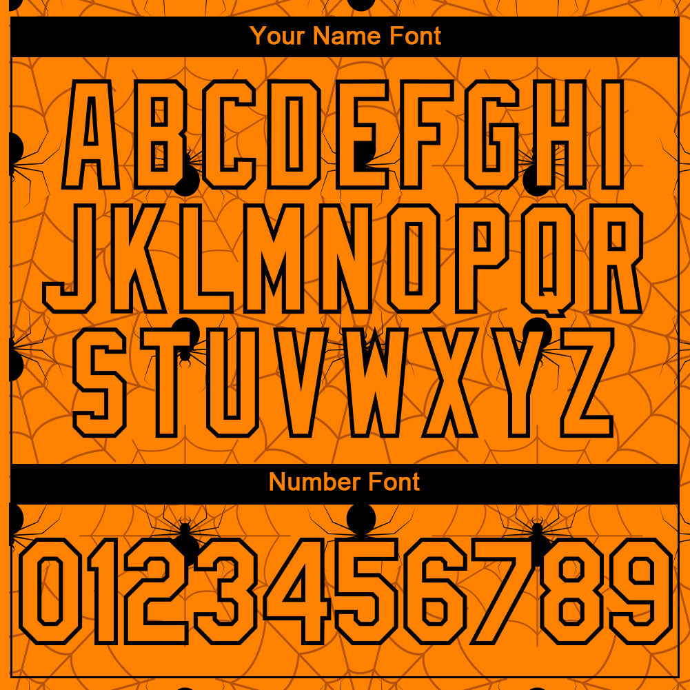 Custom Bay Orange Black 3D Pattern Design Spider Web Authentic Baseball Jersey baseball jersey product view 5