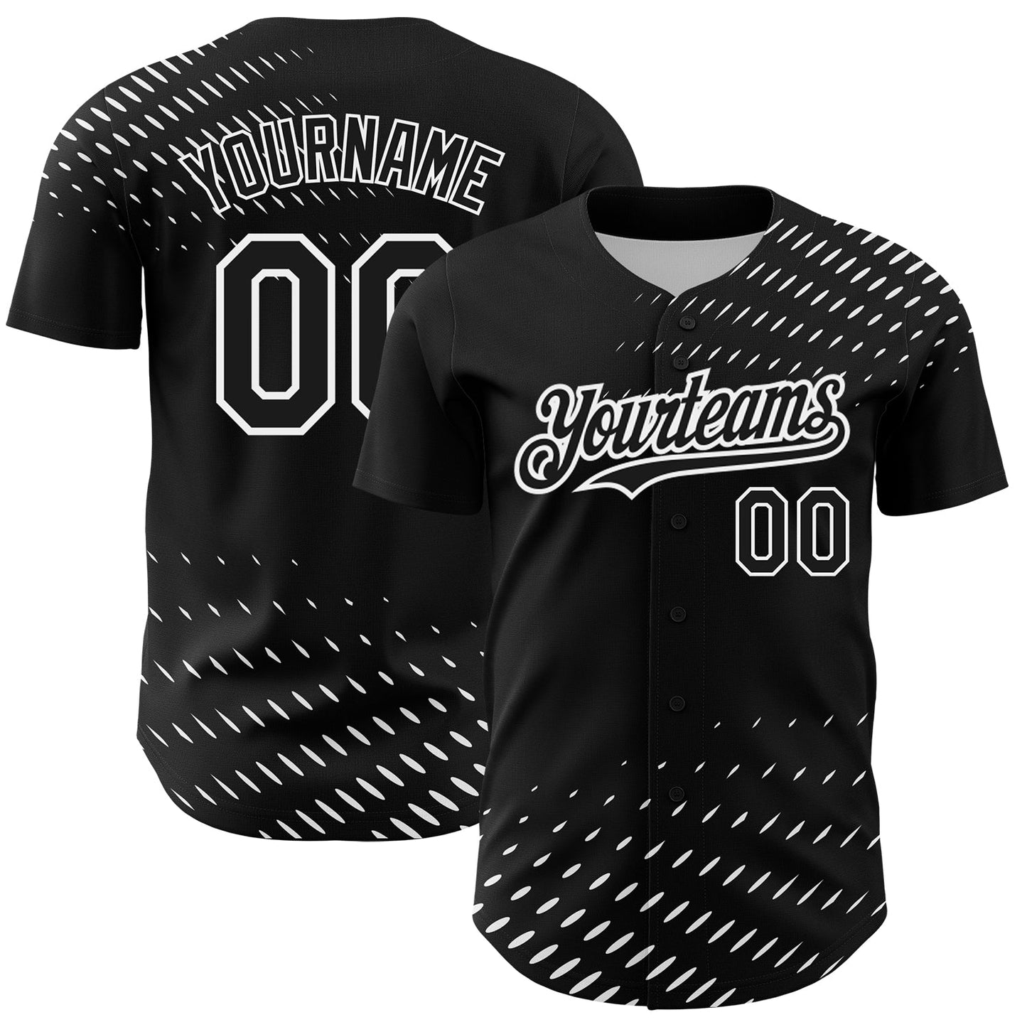 Custom Black White 3D Pattern Design Halftone Authentic Baseball Jersey baseball jersey product view 1