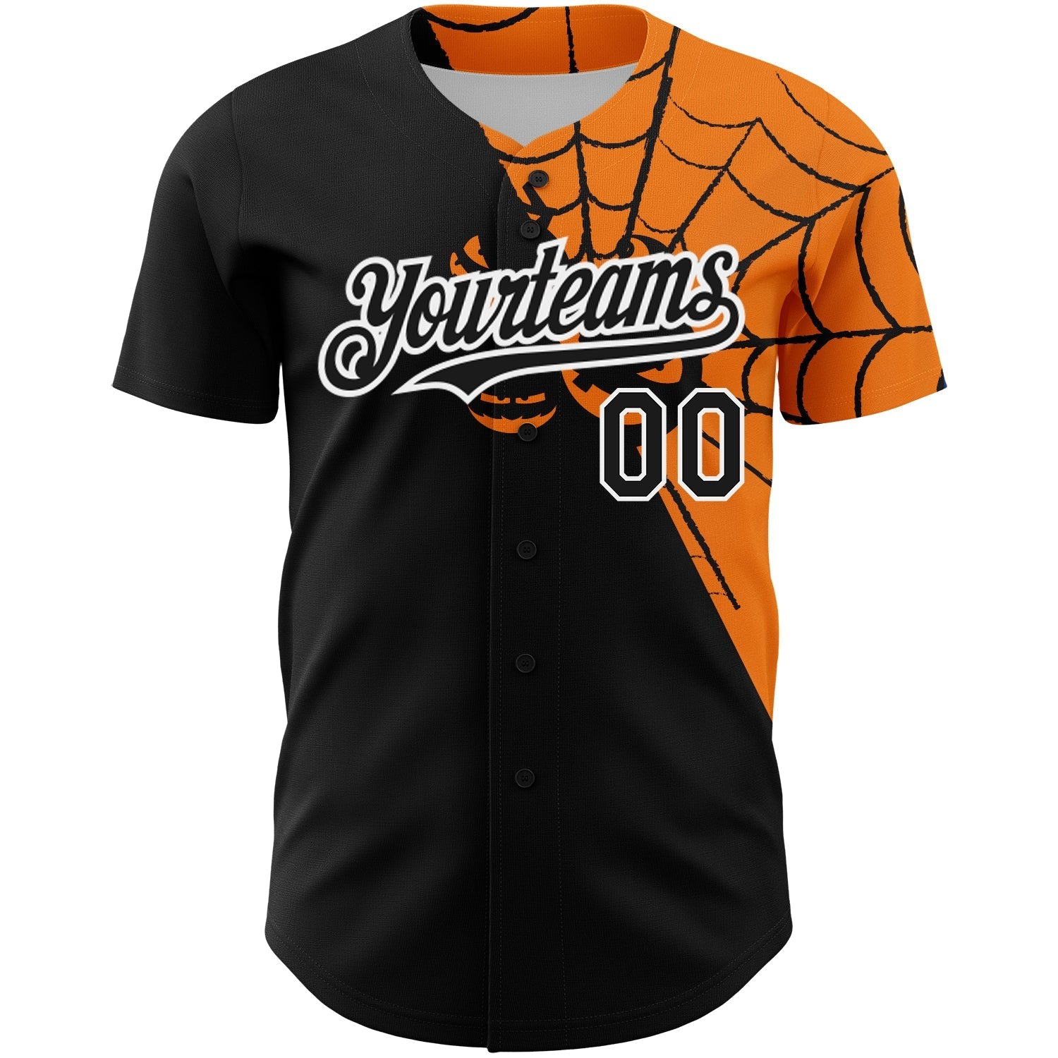 Custom Black Bay Orange-White 3D Pattern Design Spider Web Authentic Baseball Jersey baseball jersey product view 2
