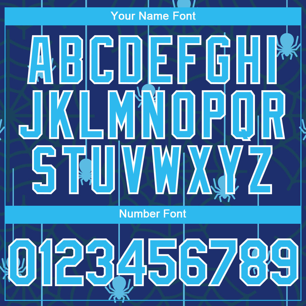Custom Royal Sky Blue-White 3D Pattern Design Spider Web Authentic Baseball Jersey baseball jersey product view 5