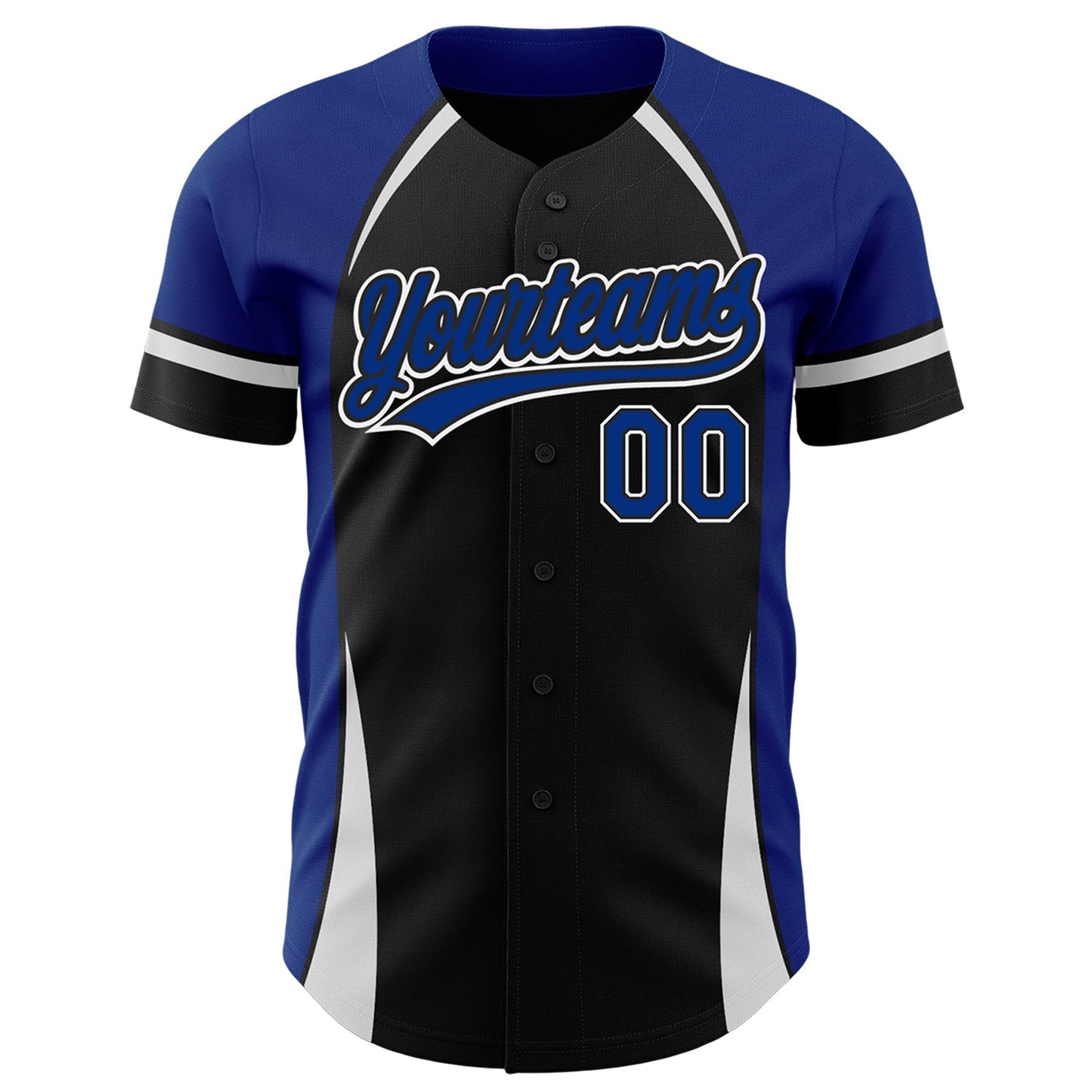Custom Black Royal-White 3D Pattern Design Curve Solid Authentic Baseball Jersey baseball jersey product view 2