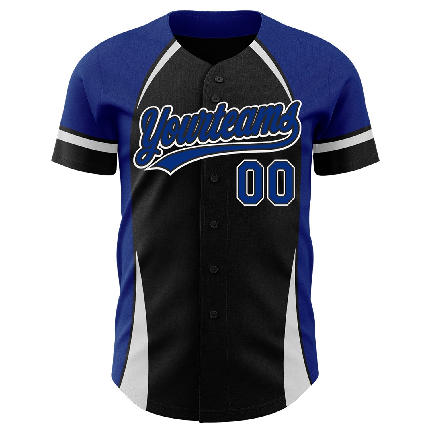 Custom Black Royal-White 3D Pattern Design Curve Solid Authentic Baseball Jersey baseball jersey product view 2