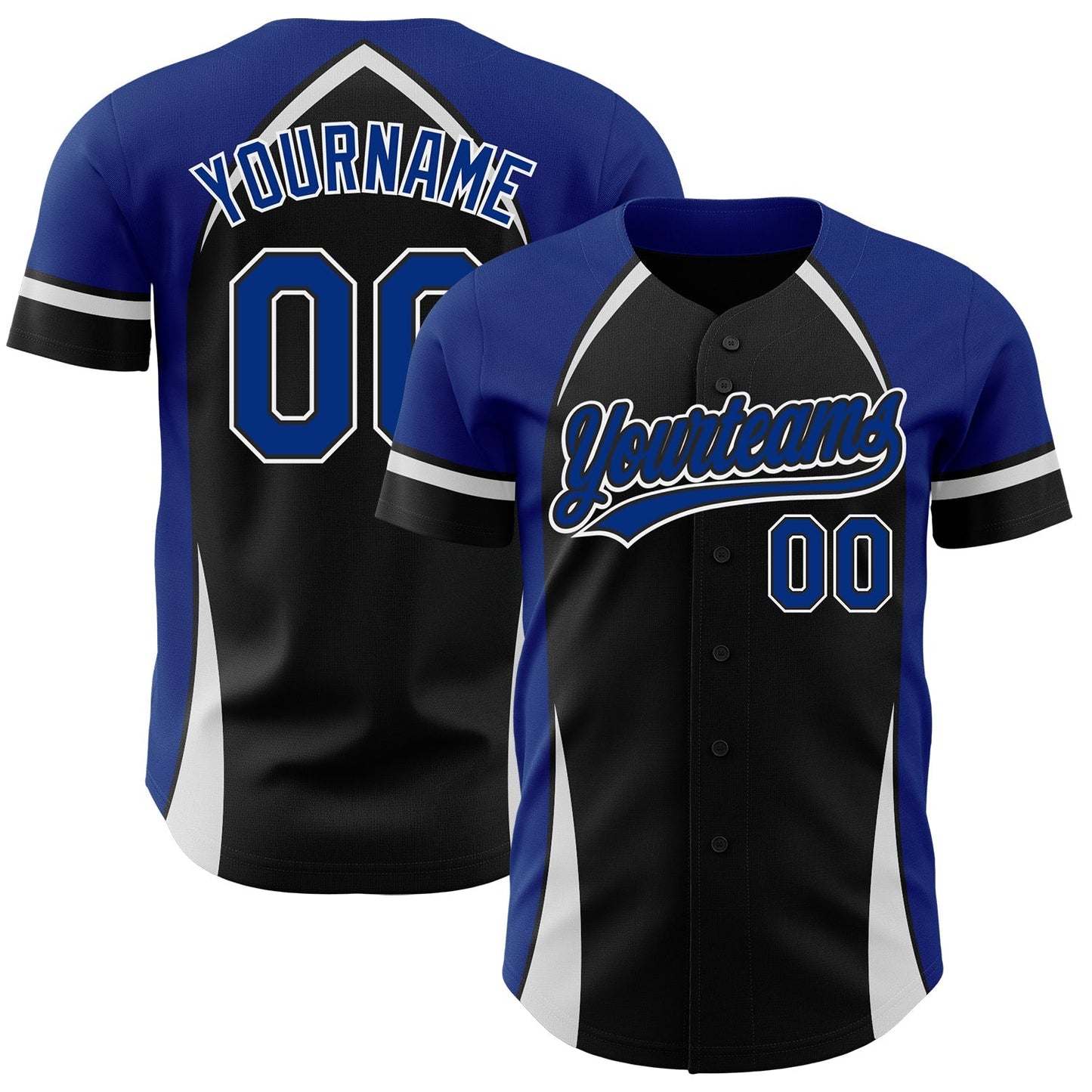 Custom Black Royal-White 3D Pattern Design Curve Solid Authentic Baseball Jersey baseball jersey product view 1
