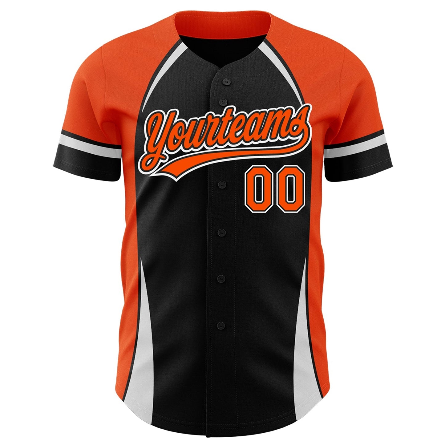 Custom Black Orange-White 3D Pattern Design Curve Solid Authentic Baseball Jersey baseball jersey product view 2