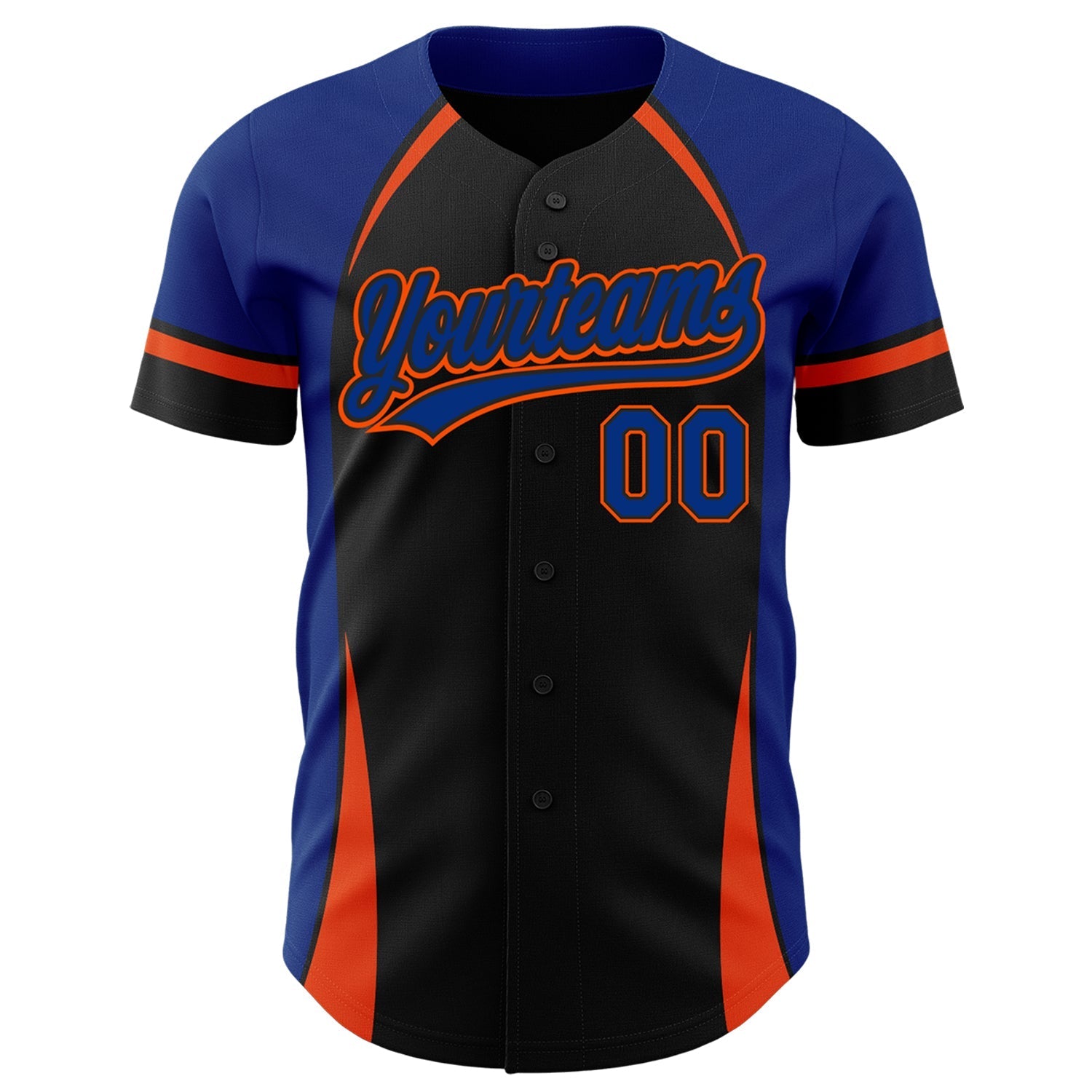 Custom Black Royal-Orange 3D Pattern Design Curve Solid Authentic Baseball Jersey baseball jersey product view 2