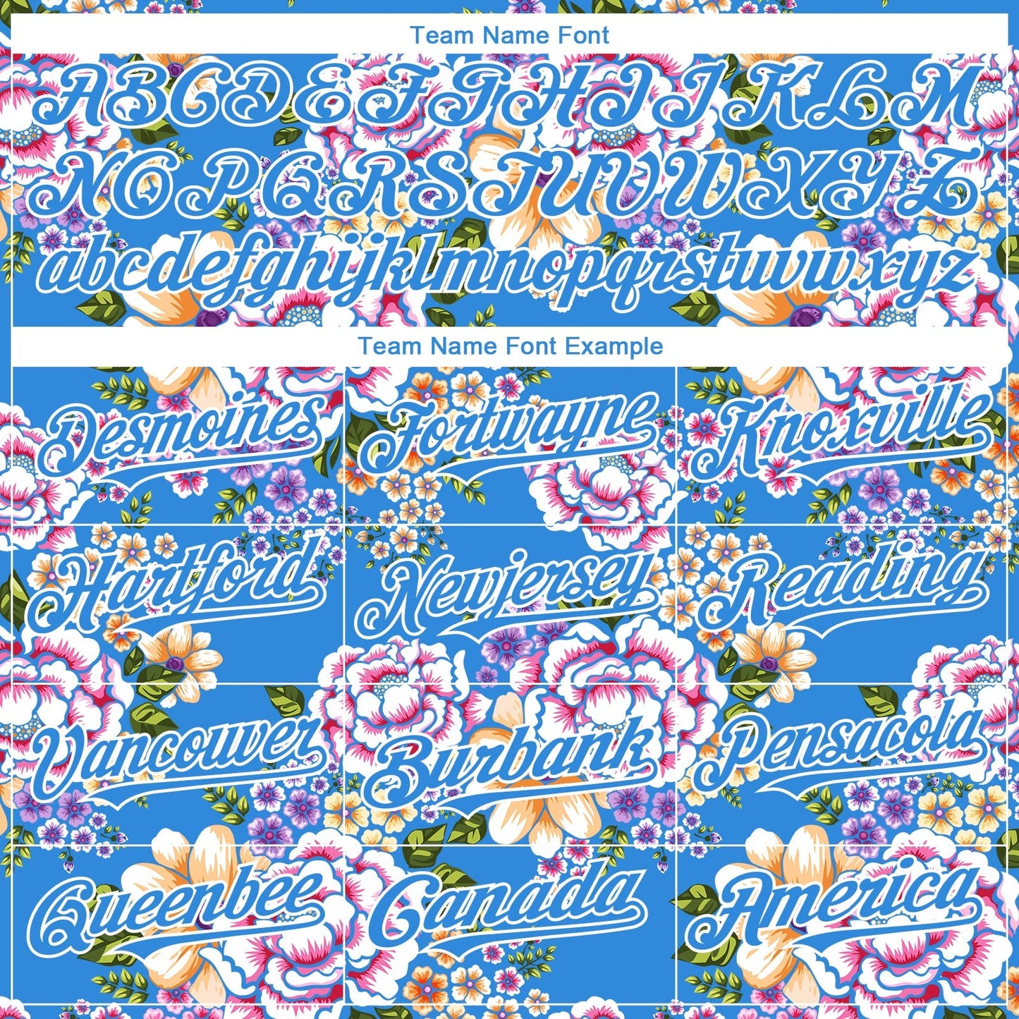 Custom Electric Blue White 3D Pattern Design Northeast China Big Flower Authentic Baseball Jersey baseball jersey product view 4