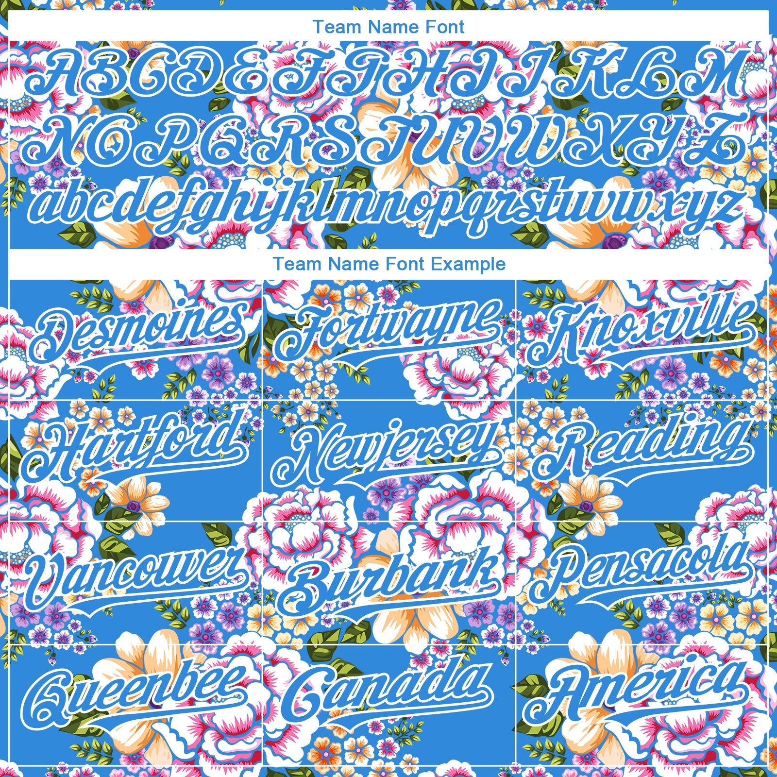 Custom Electric Blue White 3D Pattern Design Northeast China Big Flower Authentic Baseball Jersey baseball jersey product view 4