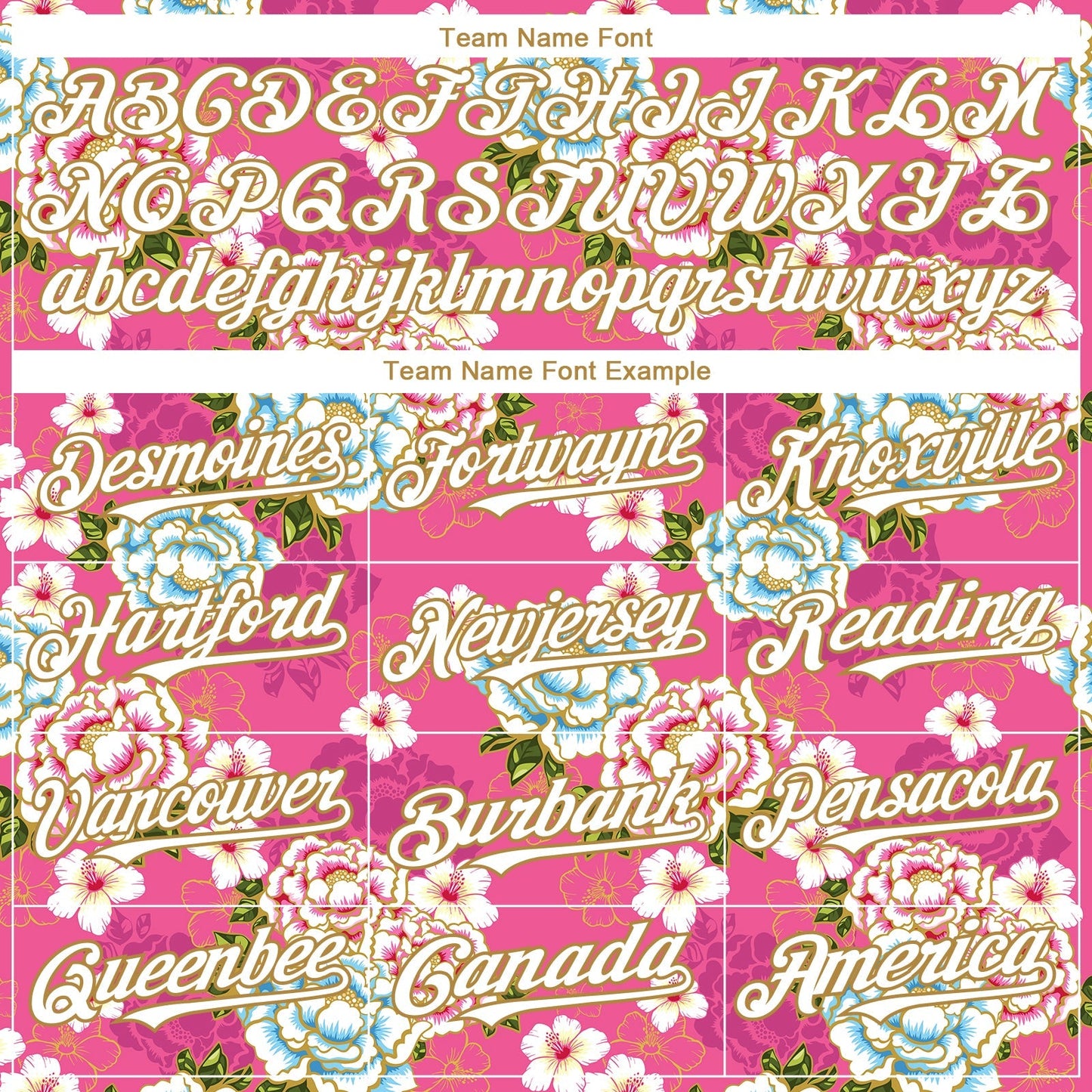 Custom Hot Pink White-Old Gold 3D Pattern Design Northeast China Big Flower Authentic Baseball Jersey baseball jersey product view 4