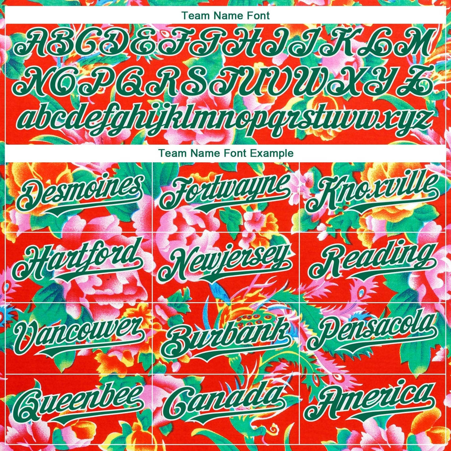 Custom Red Kelly Green-White 3D Pattern Design Northeast China Big Flower Authentic Baseball Jersey baseball jersey product view 4