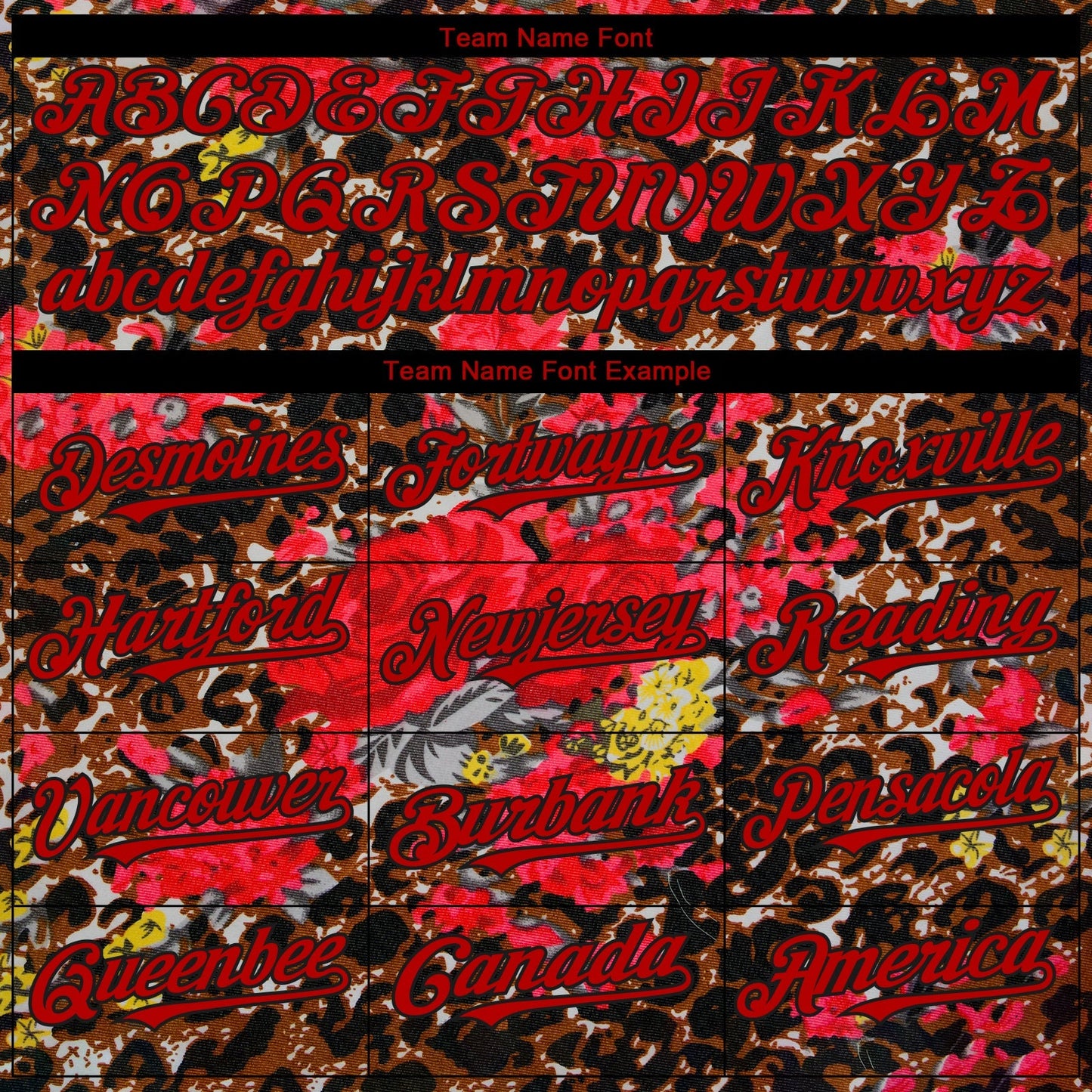 Custom Black Red 3D Pattern Design Northeast China Big Flower And Leopard Print Authentic Baseball Jersey baseball jersey product view 4