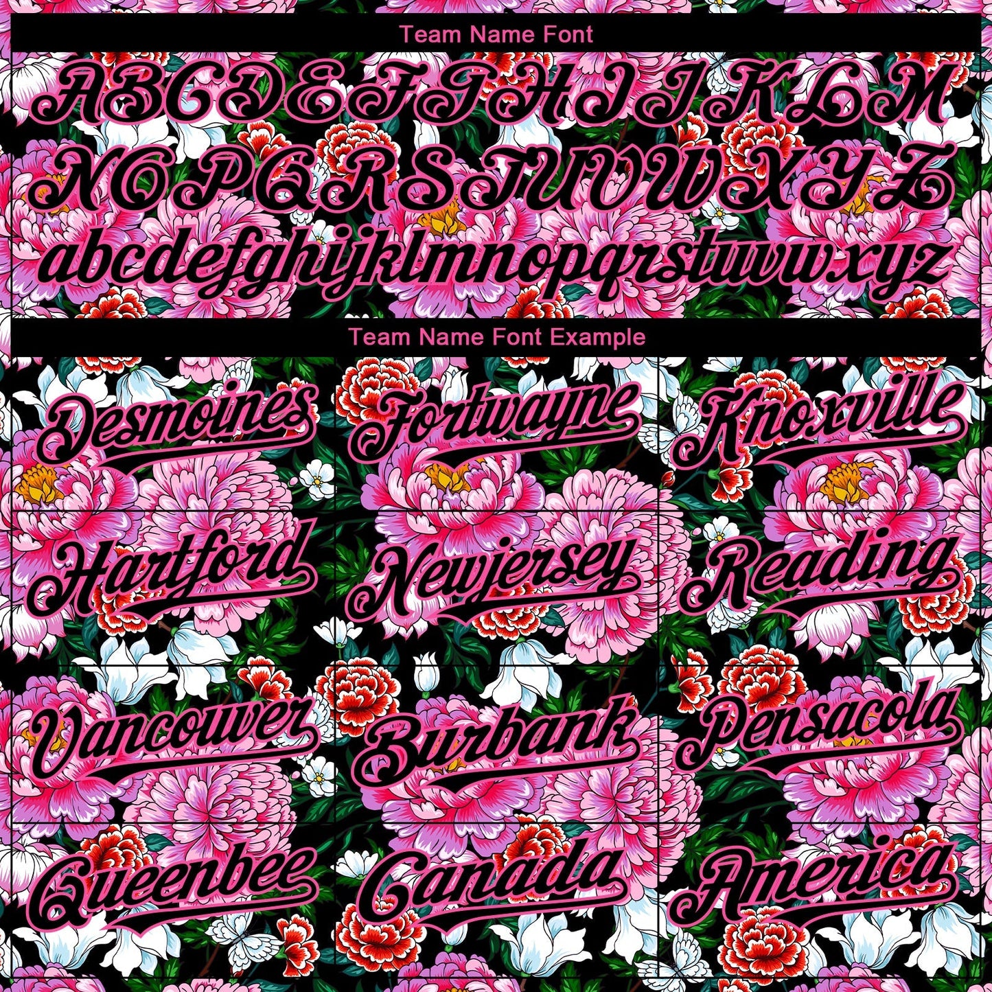 Custom Pink Black 3D Pattern Design Northeast China Big Flower Authentic Baseball Jersey baseball jersey product view 4
