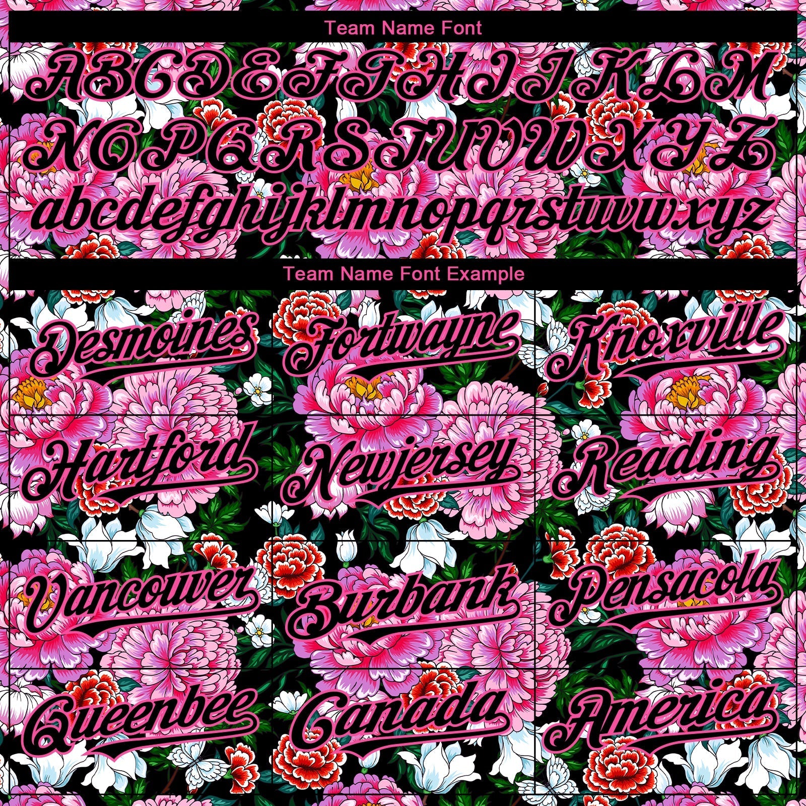 Custom Pink Black 3D Pattern Design Northeast China Big Flower Authentic Baseball Jersey baseball jersey product view 4